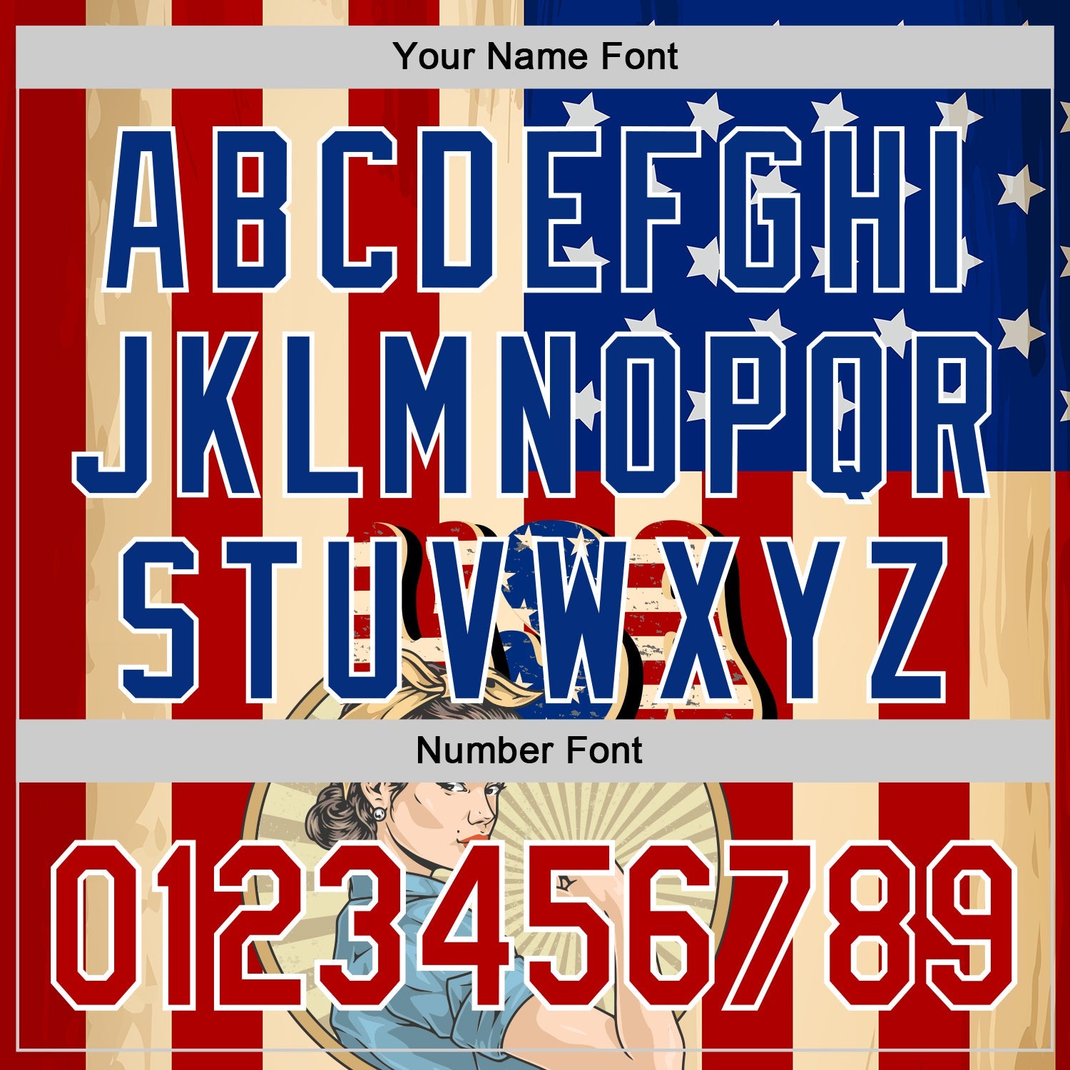 Custom Cream Red Royal-White 3D Retro American Flag Authentic Baseball Jersey view 5