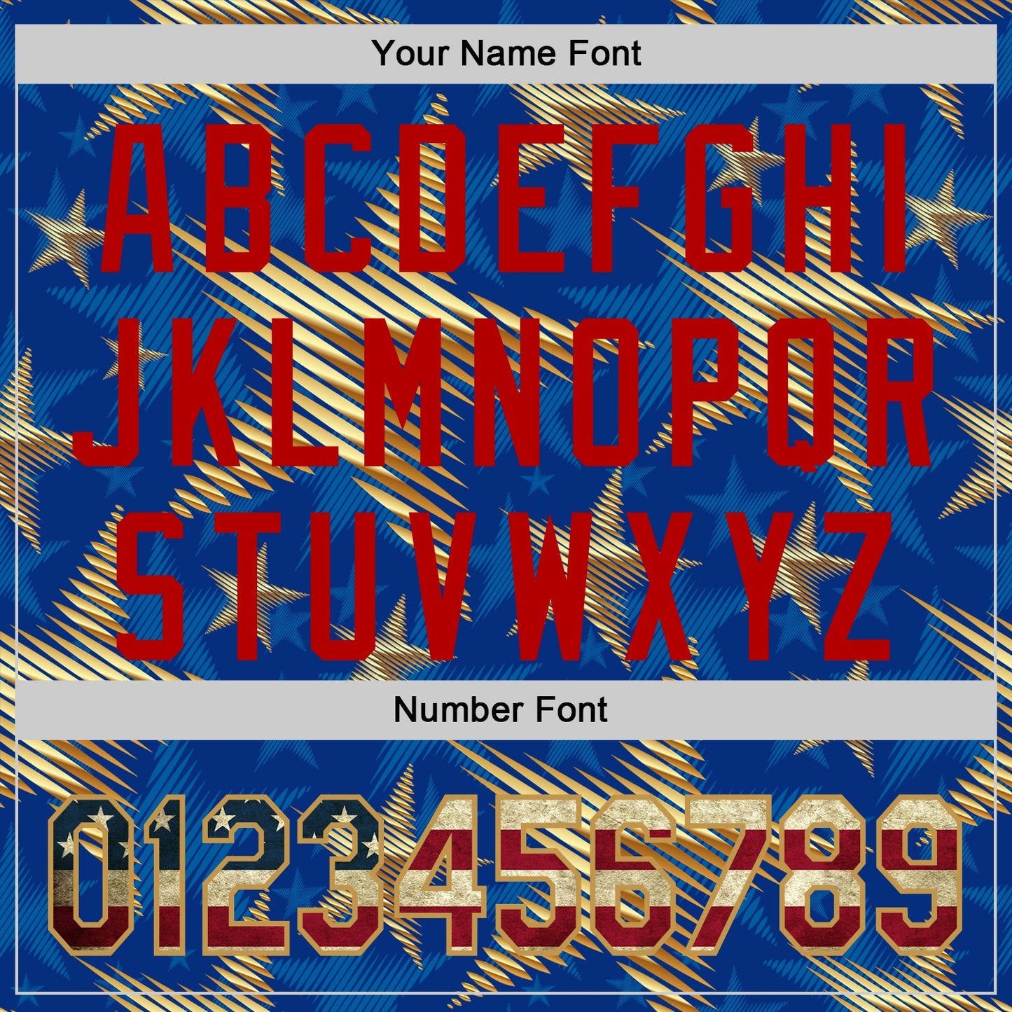 Custom Royal Vintage USA Flag Old Gold-Red 3D American Flag America-Inspired Stars Authentic Baseball Jersey view 5