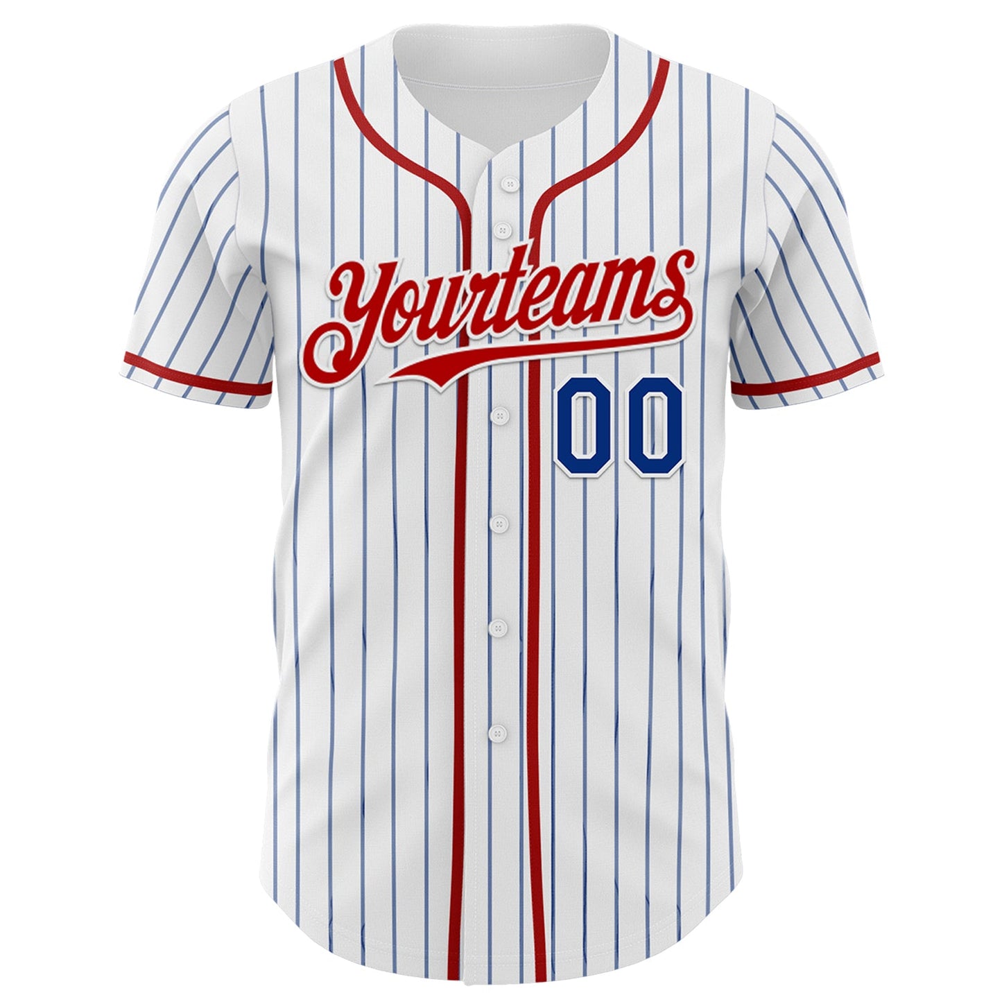 Custom White Blue Pinstripe Royal-Red 3D American Flag National Symbols Authentic Baseball Jersey view 2