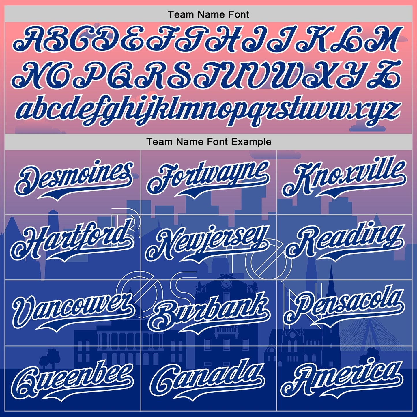 Custom Pink Royal Blue-White 3D Pattern Design Boston Cityscape Sunset Authentic Baseball Jersey view 4