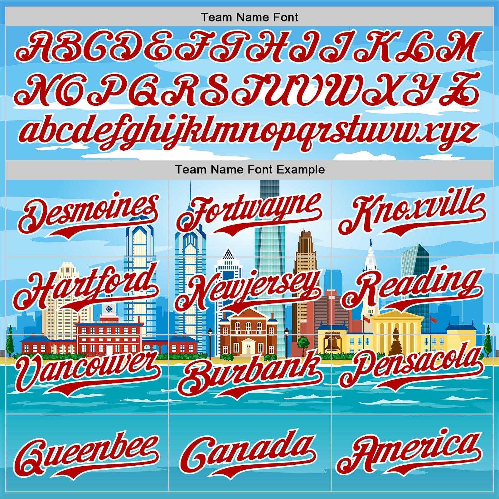 Custom Blue Red-White 3D Pattern Design Philadelphia Cityscape Skyline Authentic Baseball Jersey view 4