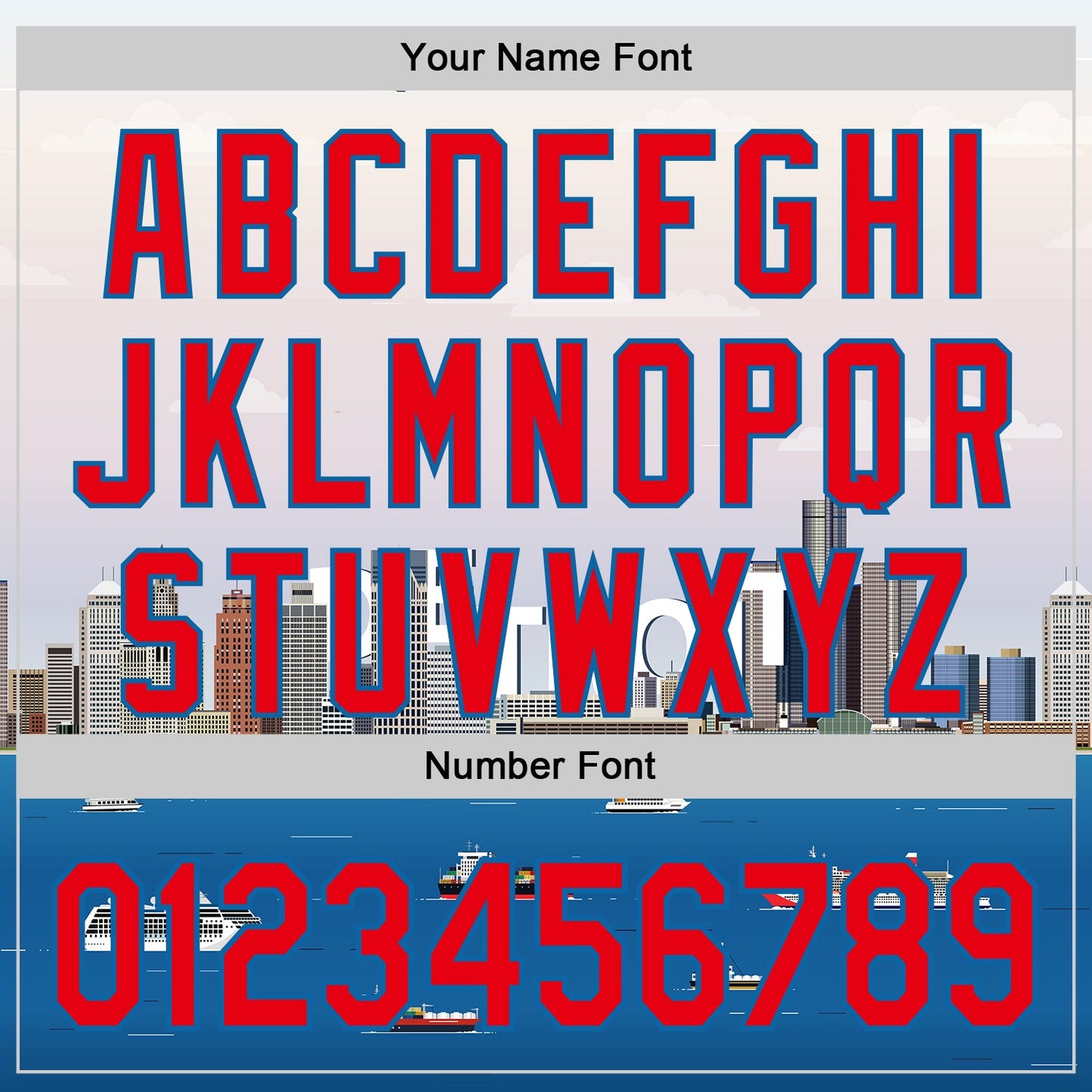 Custom White Fire Red-Blue 3D Pattern Design Detroit Cityscape Skyline Authentic Baseball Jersey view 5
