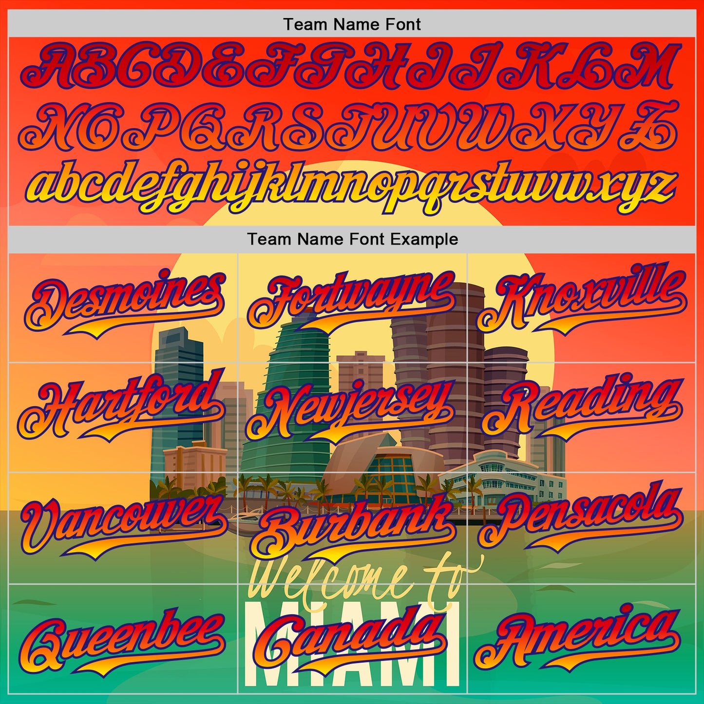 Custom Orange Green Yellow-Dark Purple 3D Pattern Design Gradient Miami Cityscape Sunset Authentic Baseball Jersey view 4