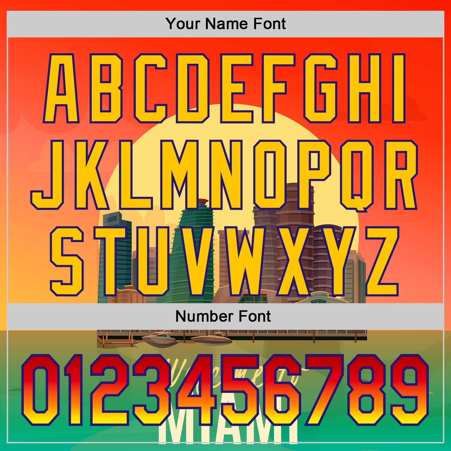 Custom Orange Green Yellow-Dark Purple 3D Pattern Design Gradient Miami Cityscape Sunset Authentic Baseball Jersey view 5