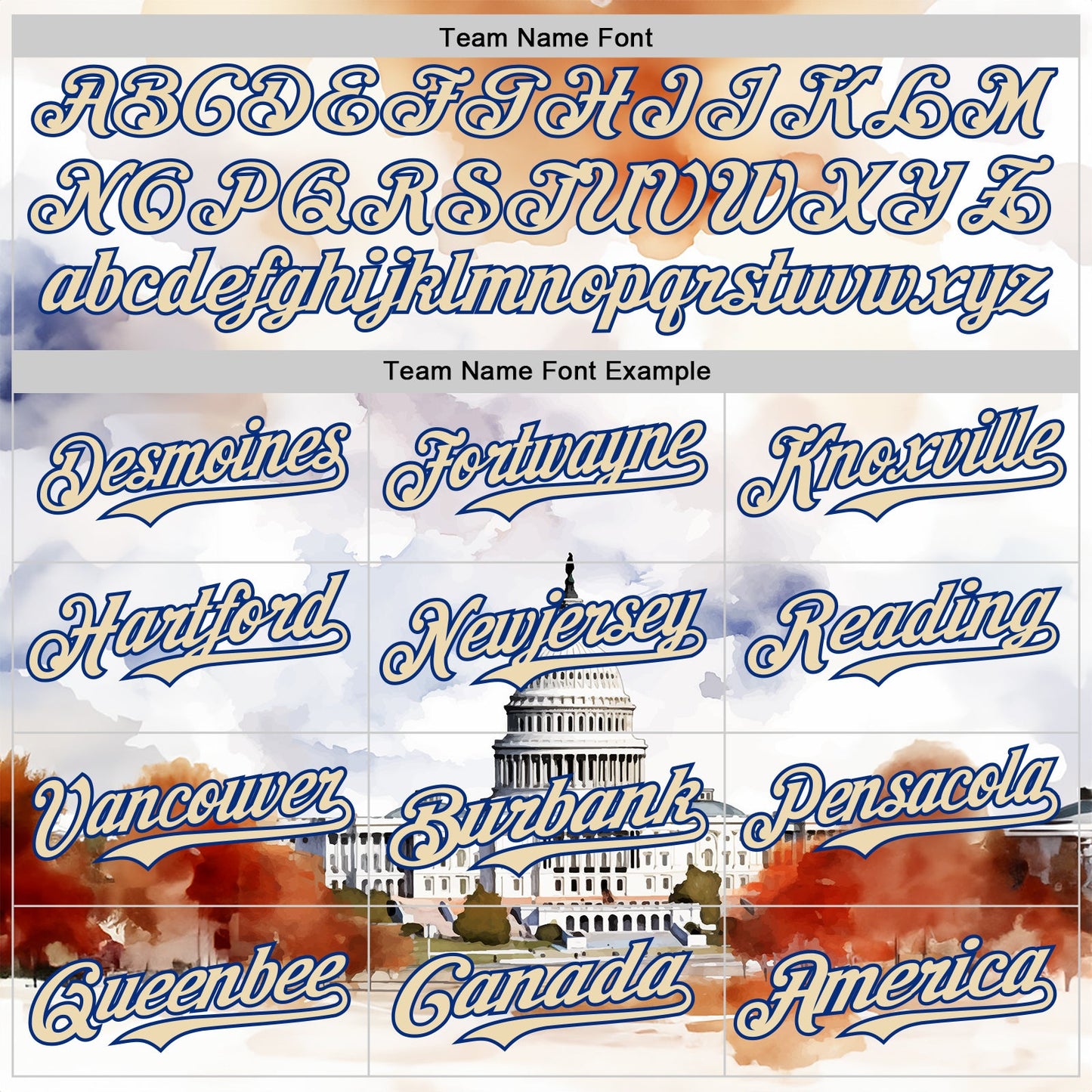Custom White Cream-Royal 3D Pattern Design Washington Cityscape United States Capitol Authentic Baseball Jersey view 4