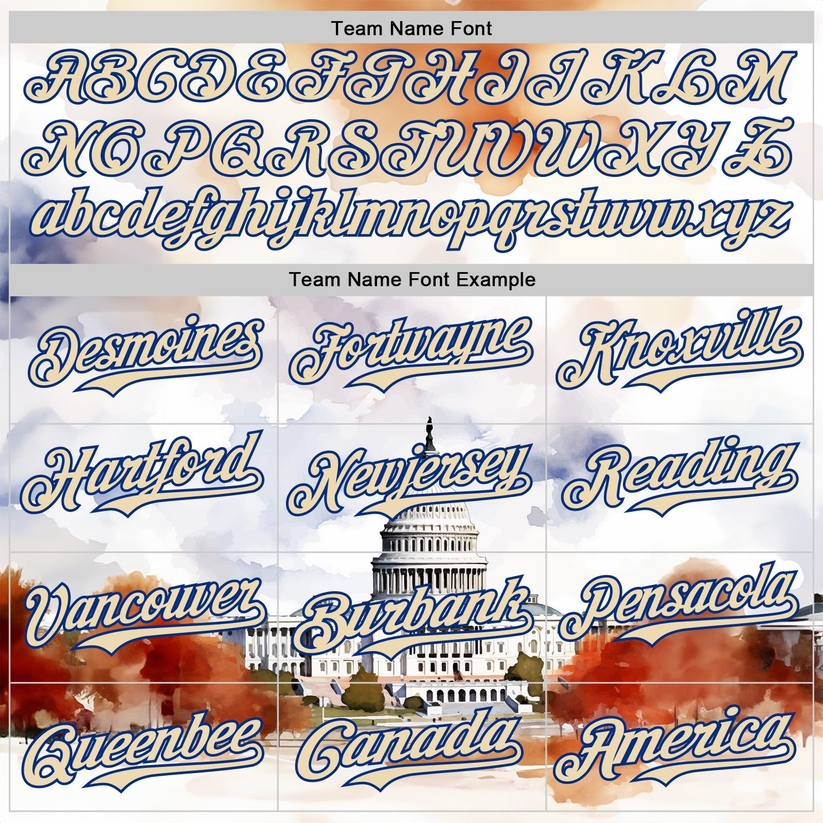 Custom White Cream-Royal 3D Pattern Design Washington Cityscape United States Capitol Authentic Baseball Jersey view 4