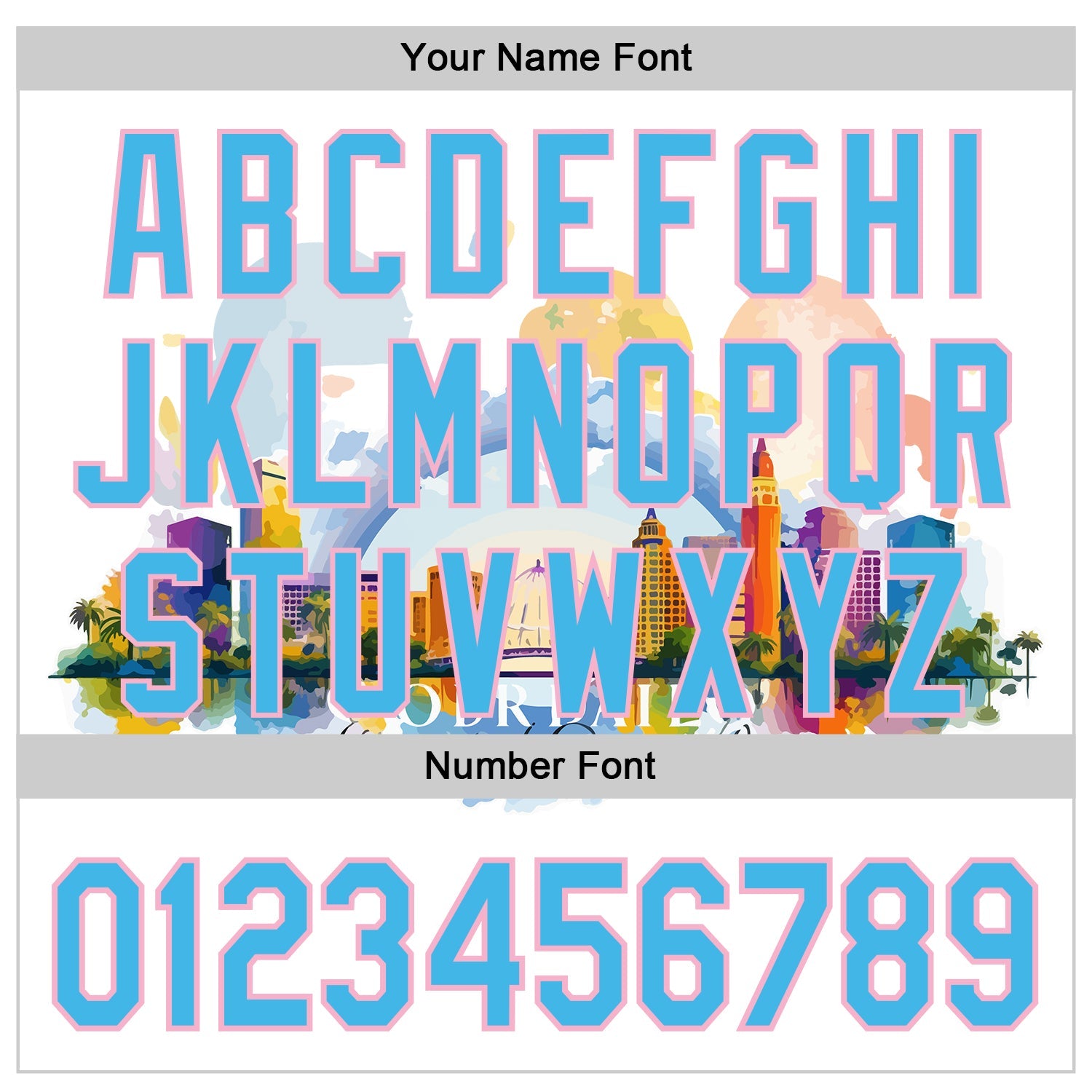 Custom White Sky Blue-Light Pink 3D Pattern Design Orlando Cityscape Skyline Authentic Baseball Jersey view 5