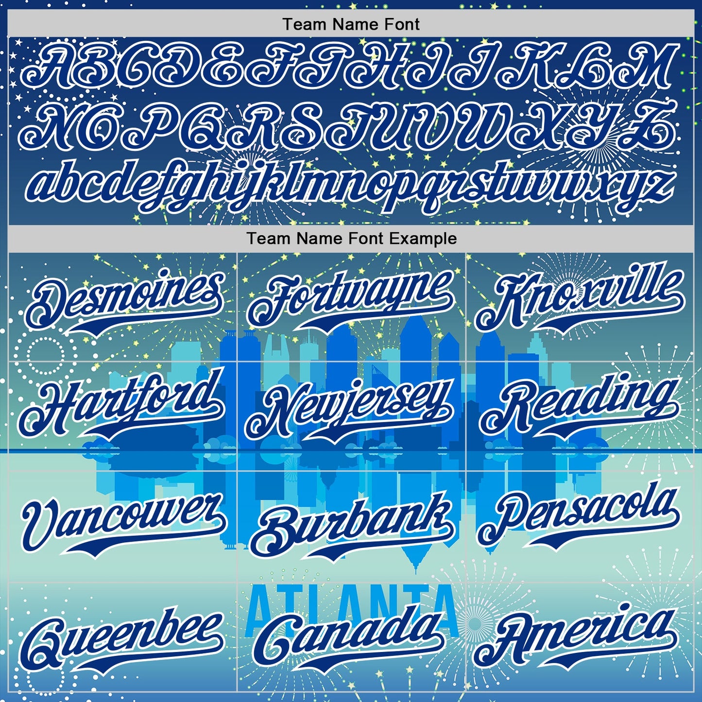 Custom Blue Royal-White 3D Pattern Design Atlanta Cityscape Fireworks Authentic Baseball Jersey view 4