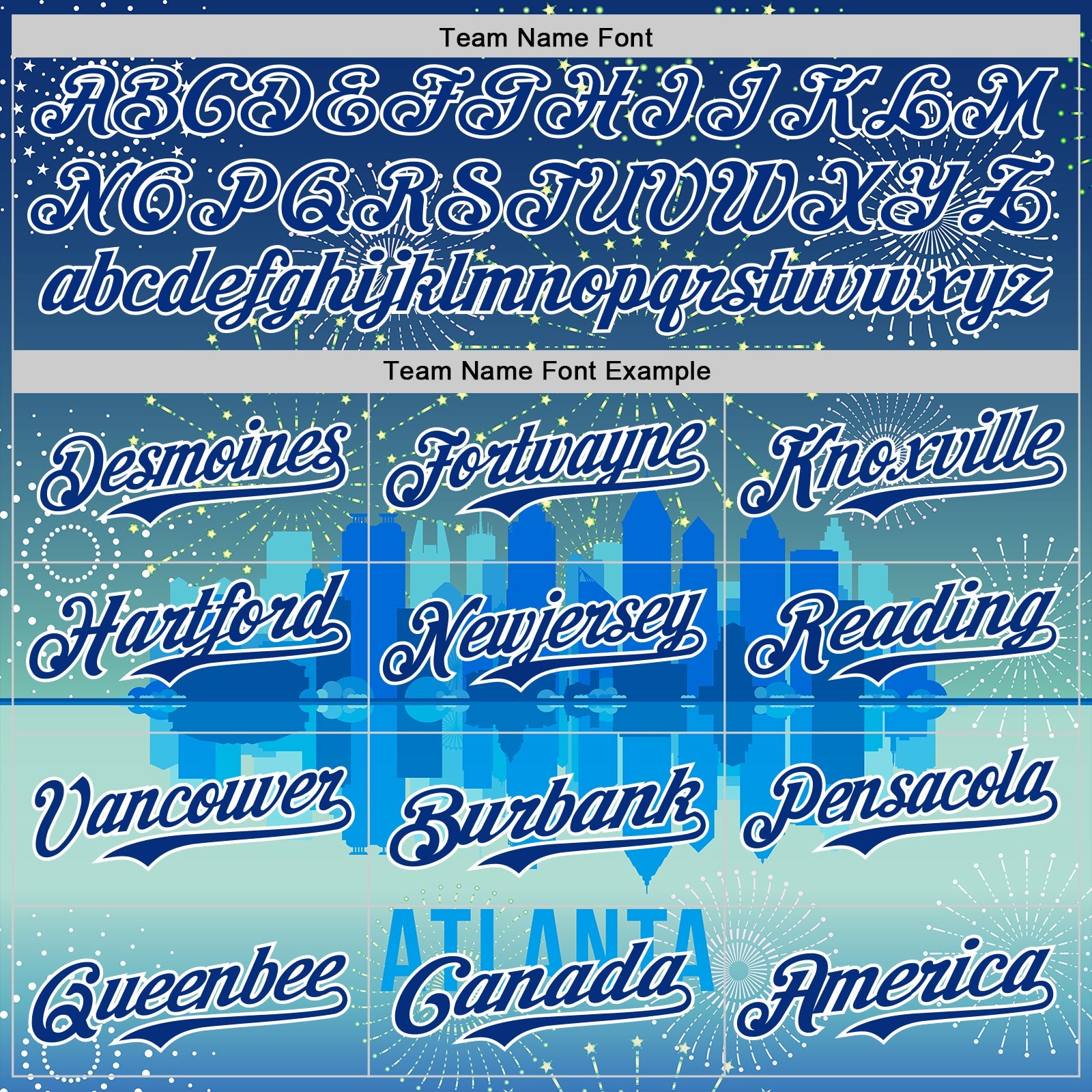 Custom Blue Royal-White 3D Pattern Design Atlanta Cityscape Fireworks Authentic Baseball Jersey view 4