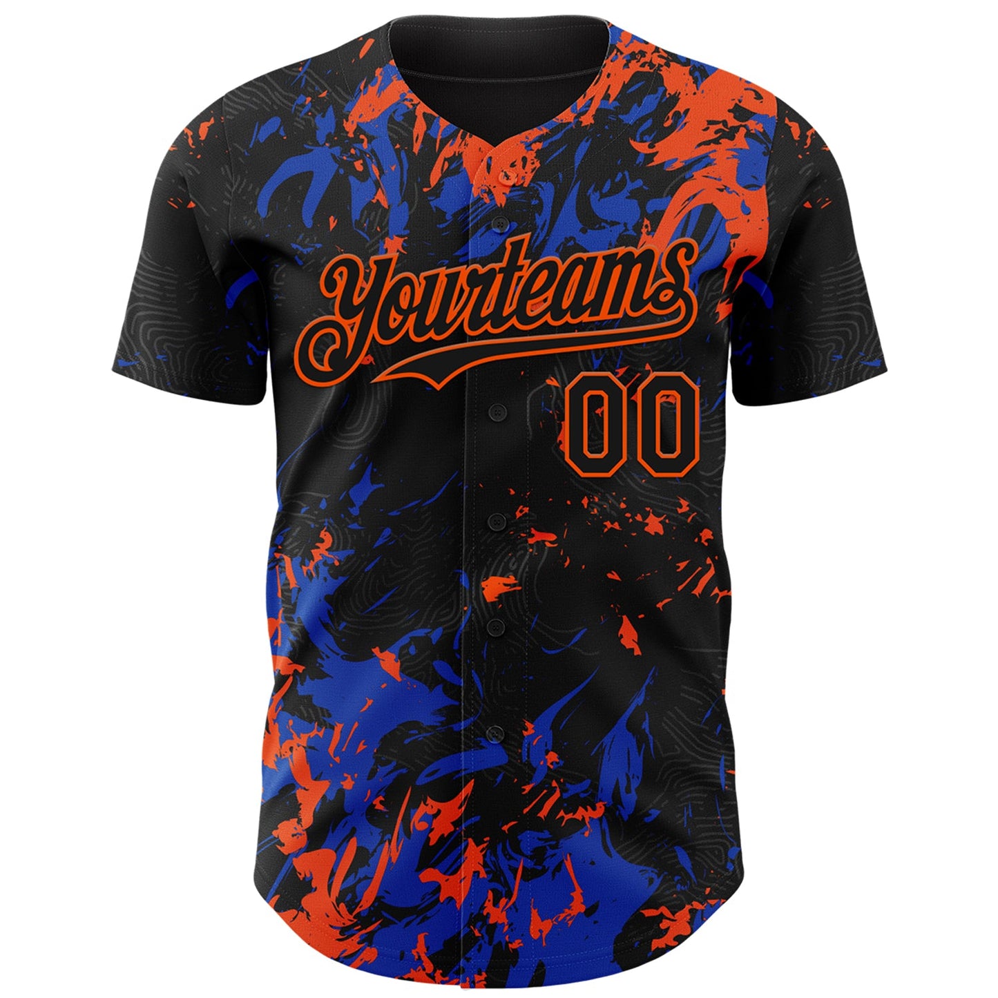 Custom Black Thunder Blue-Orange Splash Authentic Baseball Jersey view 2