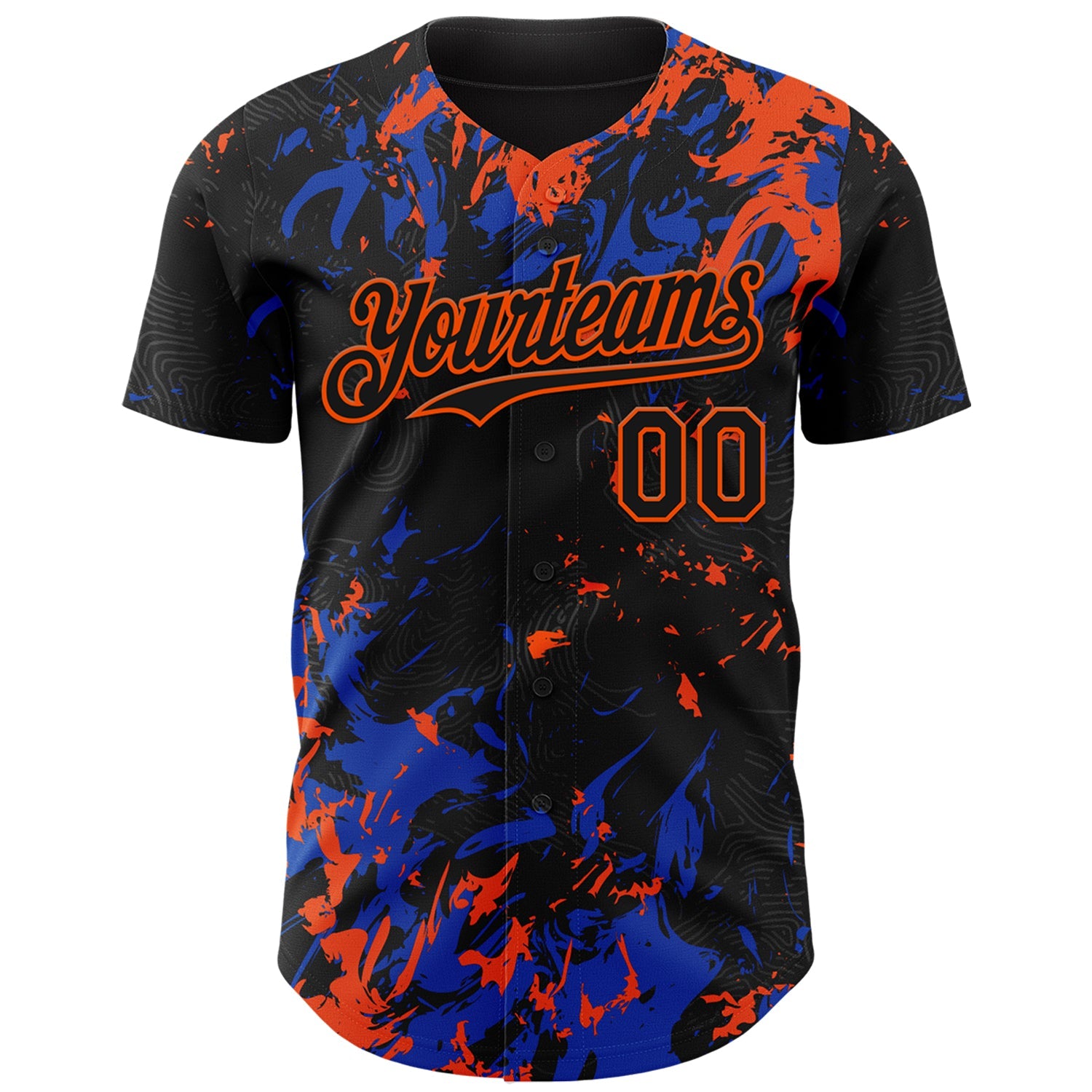 Custom Black Thunder Blue-Orange Splash Authentic Baseball Jersey view 2