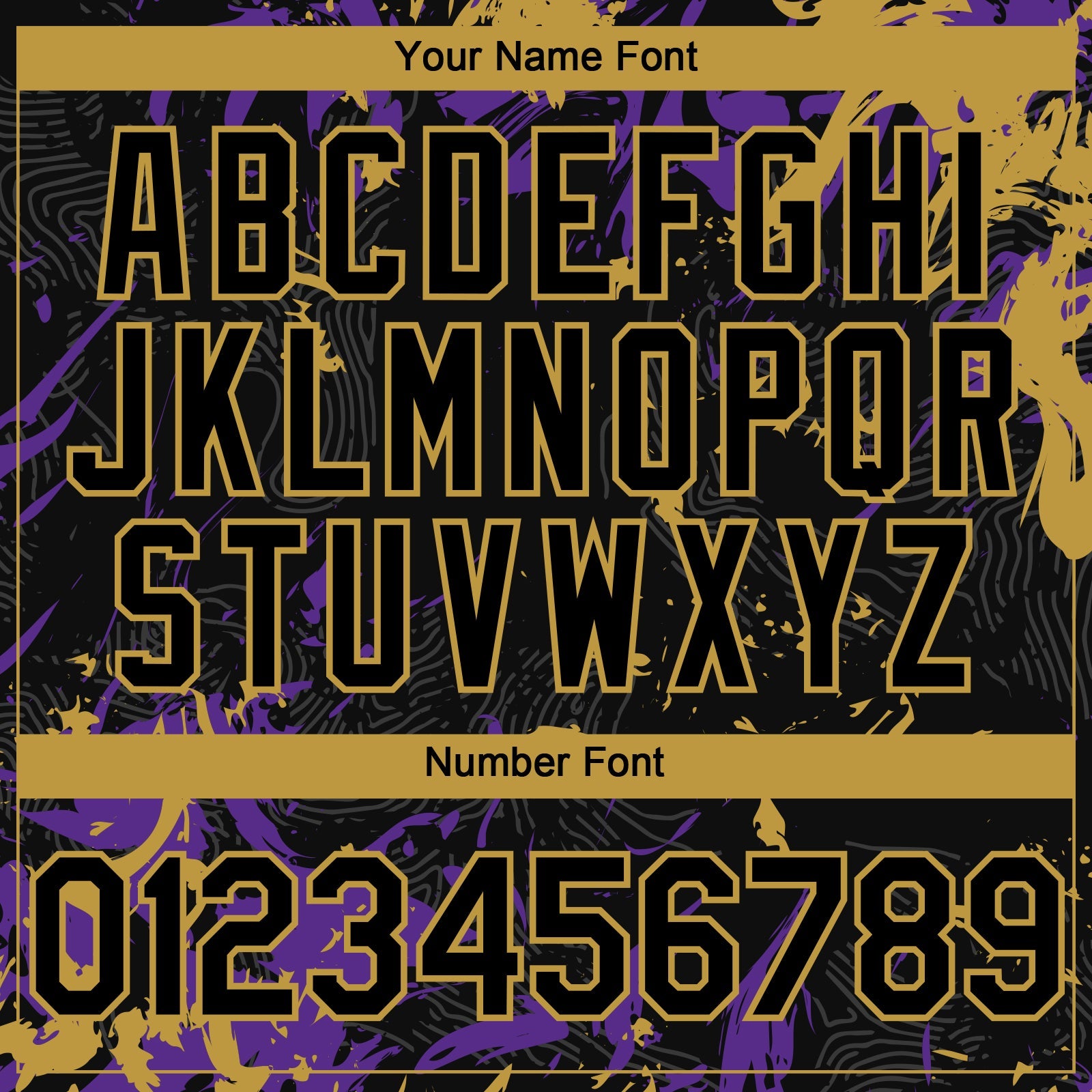 Custom Black Purple-Old Gold Splash Authentic Baseball Jersey view 5