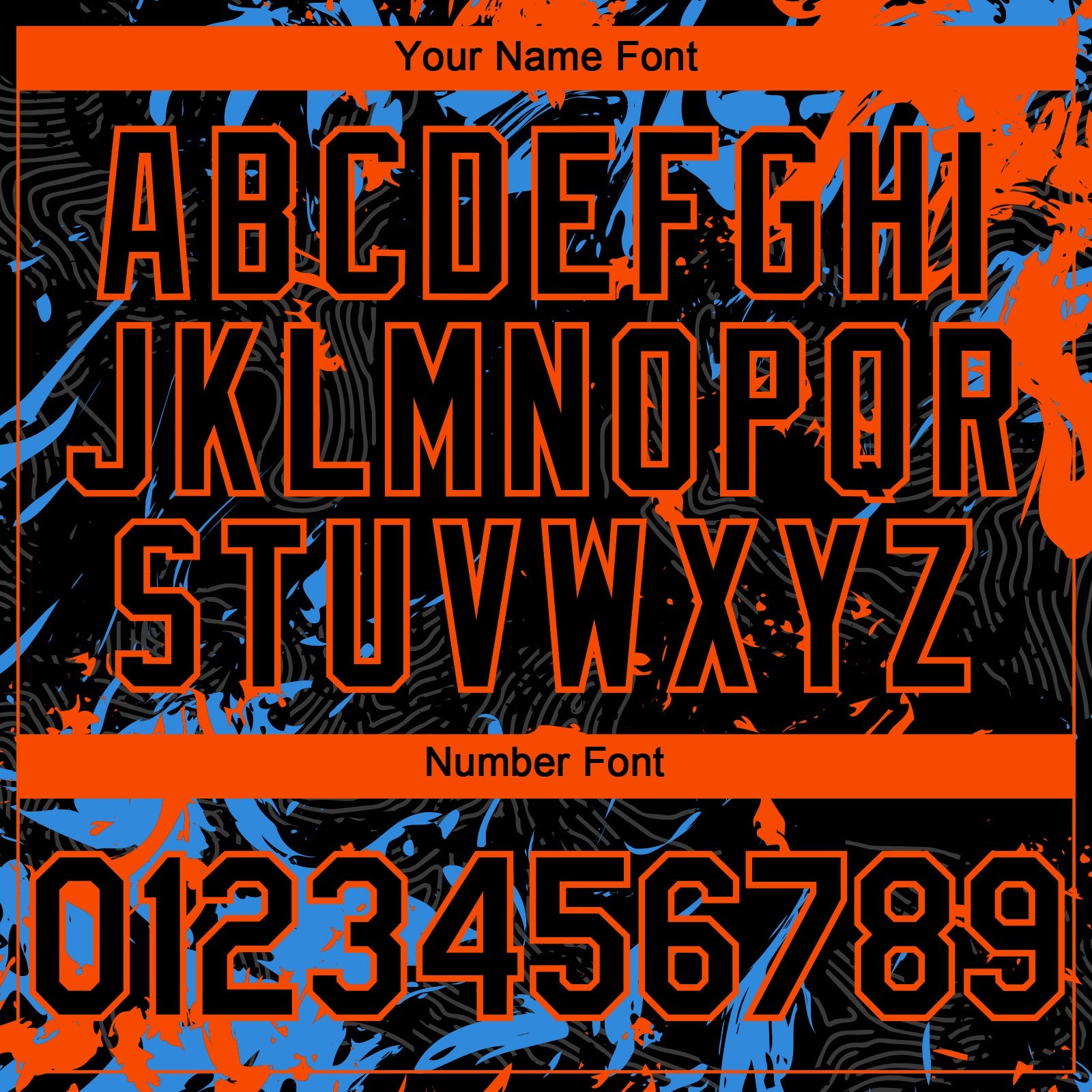 Custom Black Electric Blue-Orange Splash Authentic Baseball Jersey view 5