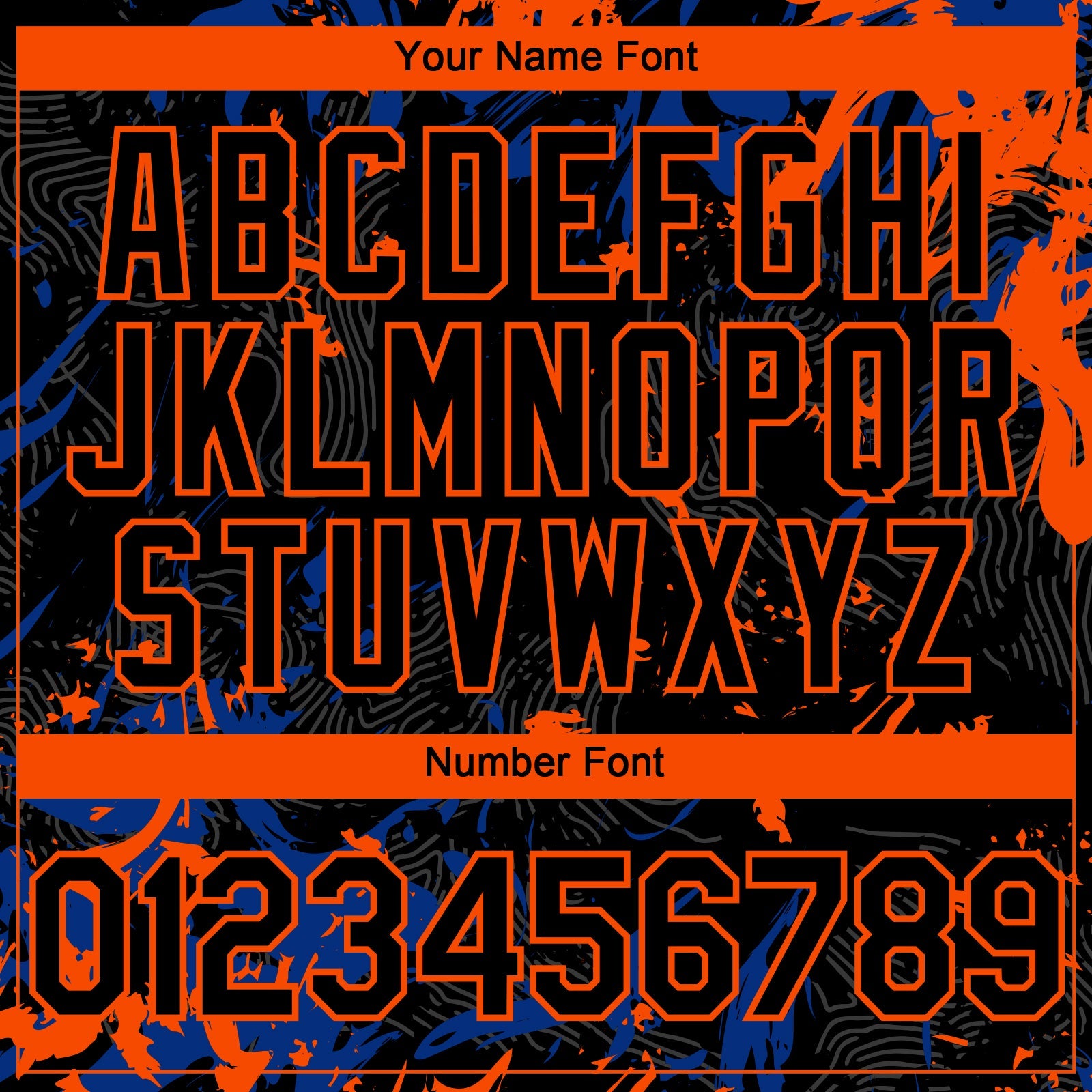 Custom Black Royal-Orange Splash Authentic Baseball Jersey view 5