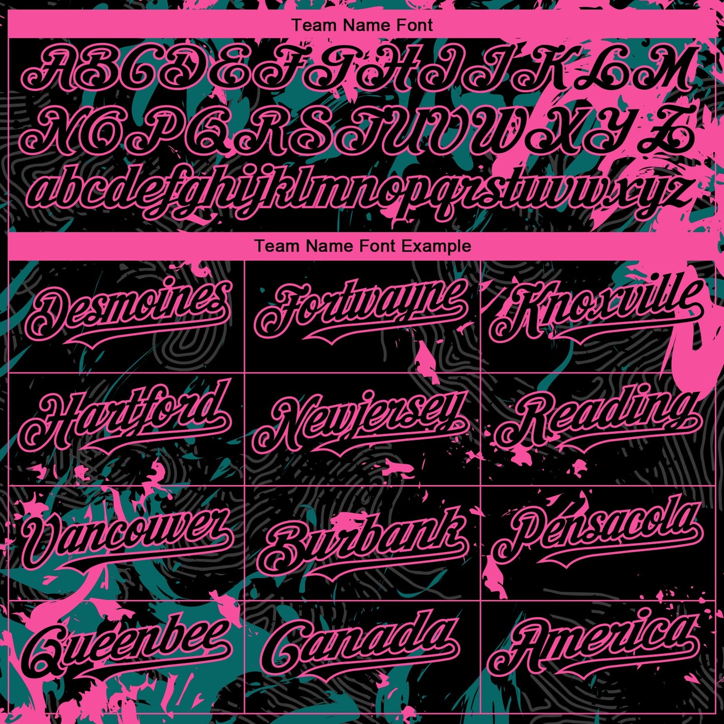 Custom Black Teal-Pink Splash Authentic Baseball Jersey view 4