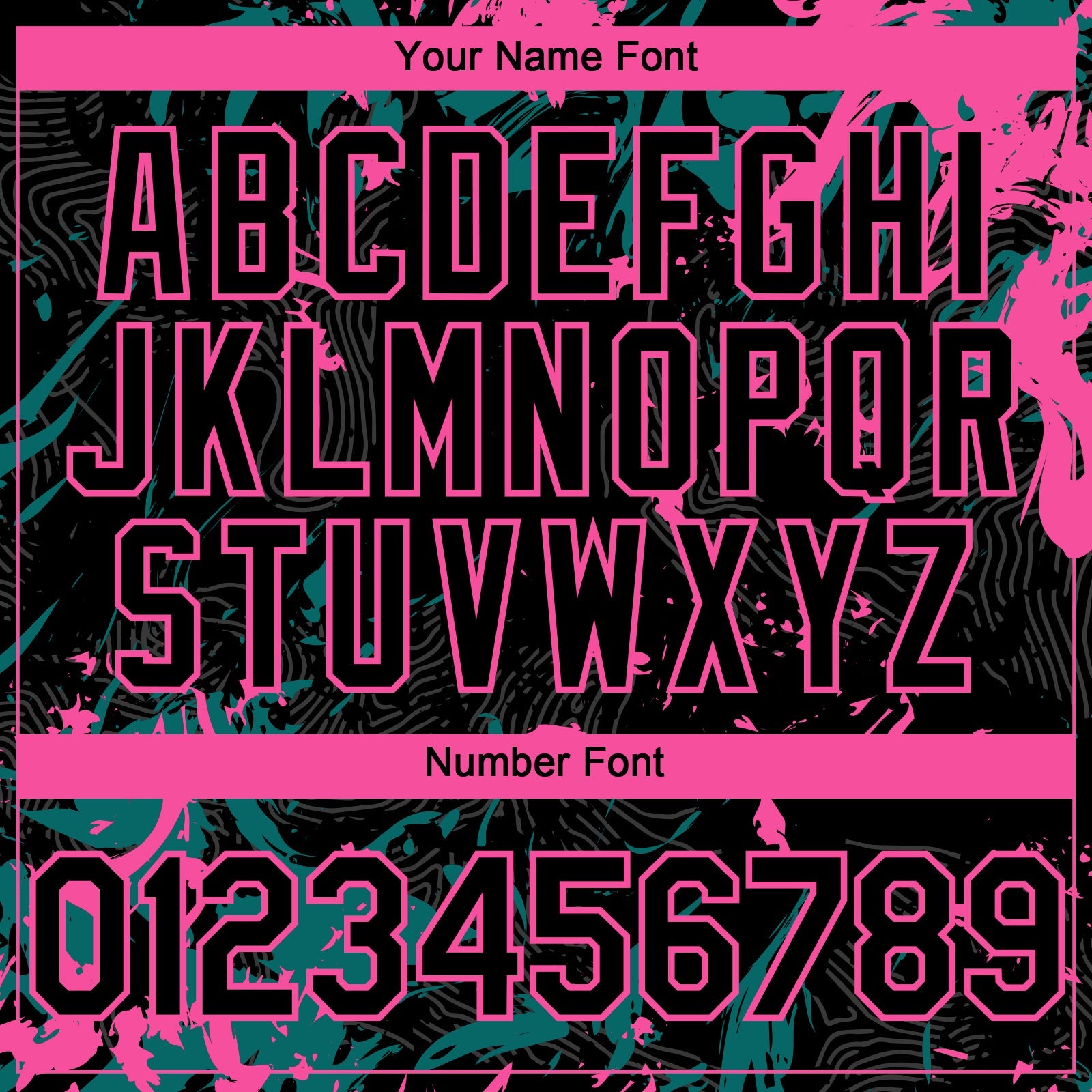Custom Black Teal-Pink Splash Authentic Baseball Jersey view 5