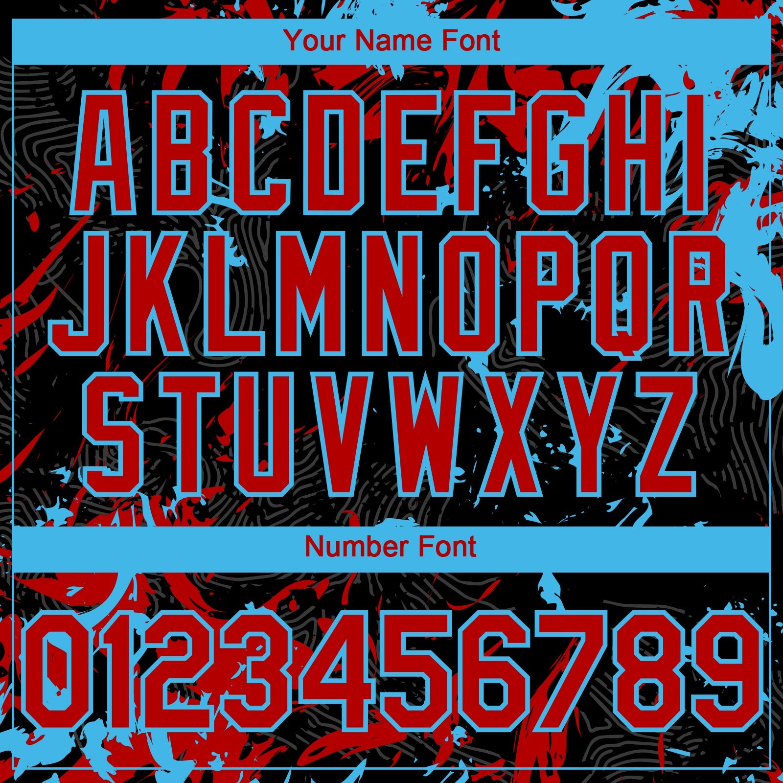 Custom Black Red-Sky Blue Splash Authentic Baseball Jersey view 5