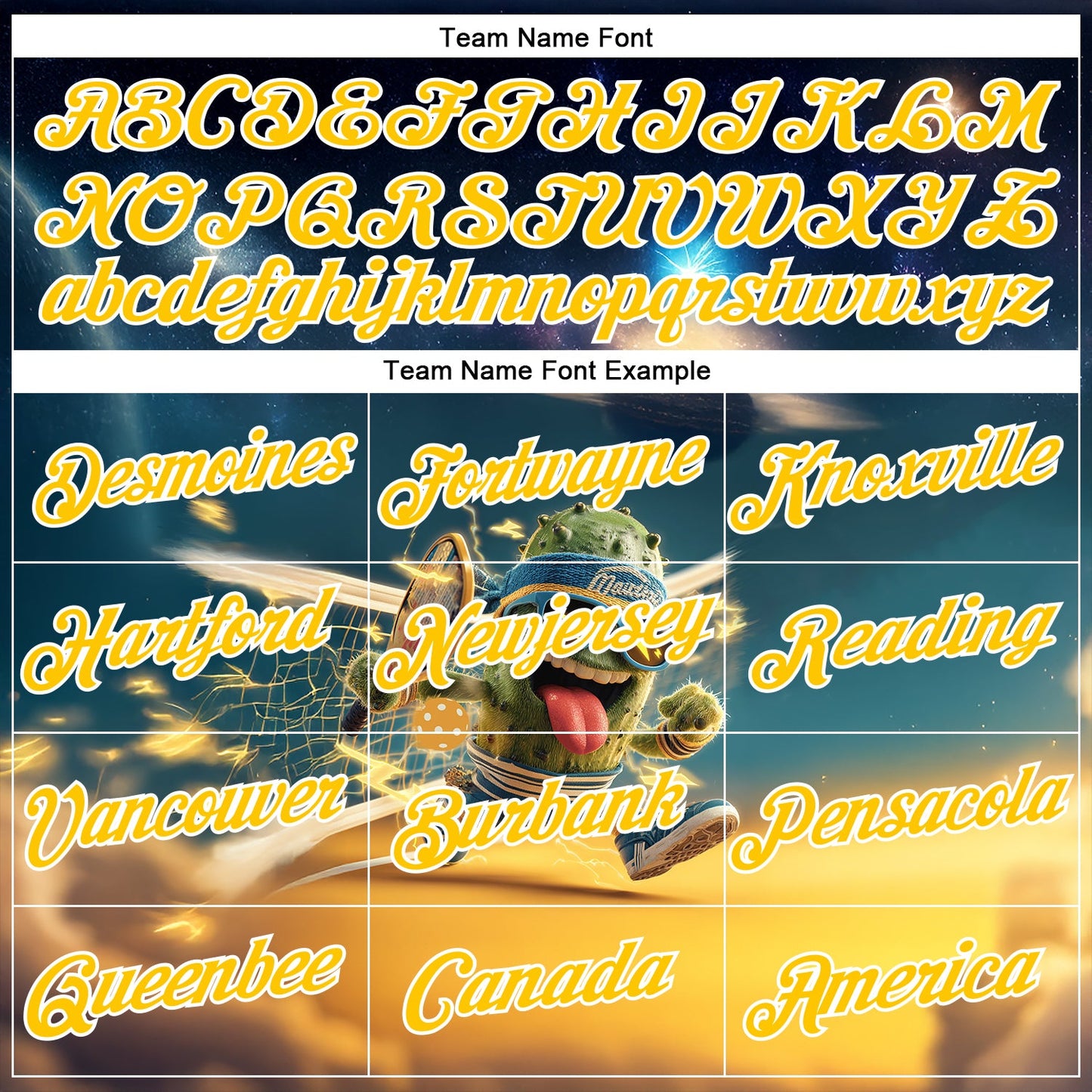 Custom Blue Yellow-White 3D Funny Pickleball Paddles Balls Performance T-Shirt view 3