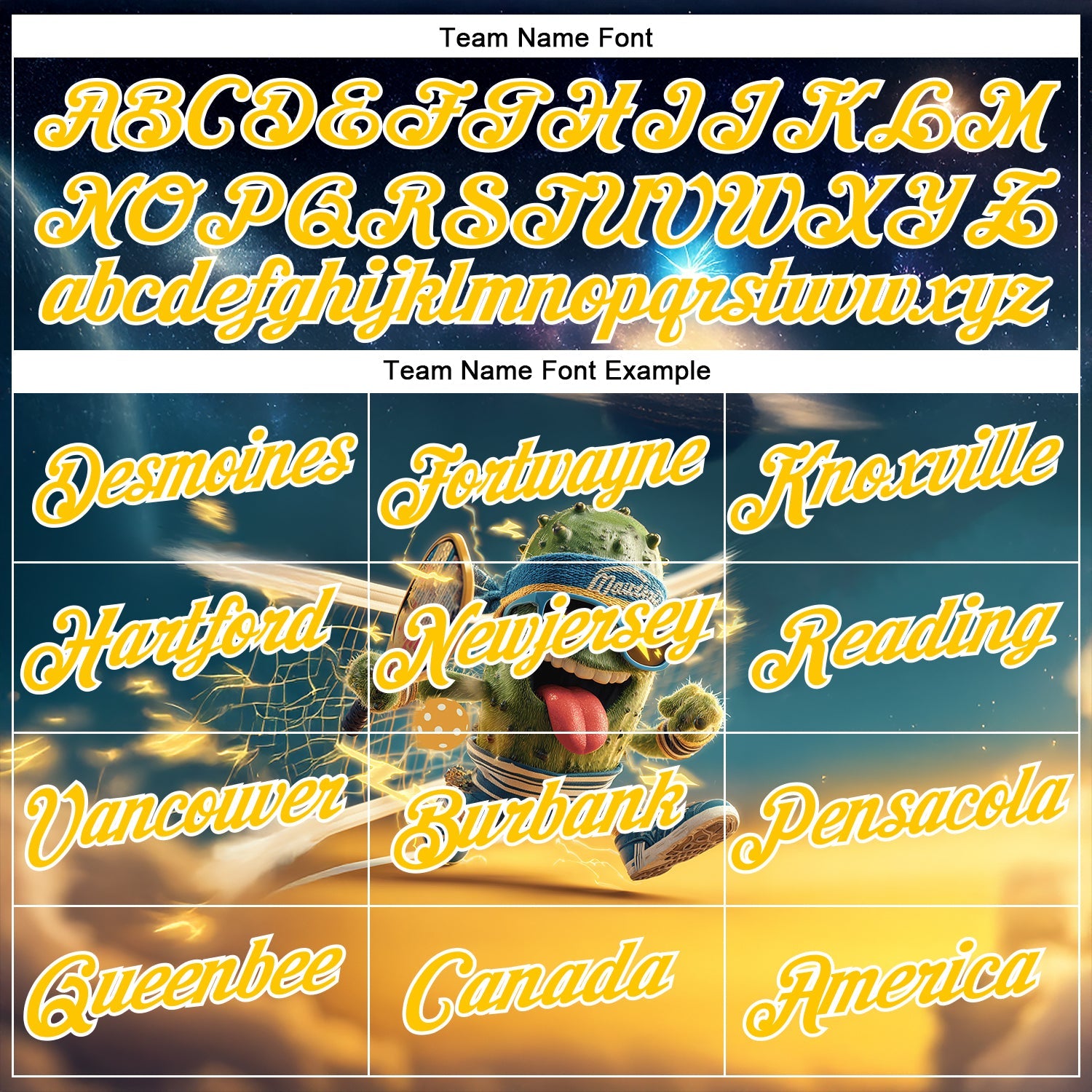 Custom Blue Yellow-White 3D Funny Pickleball Paddles Balls Performance T-Shirt view 3