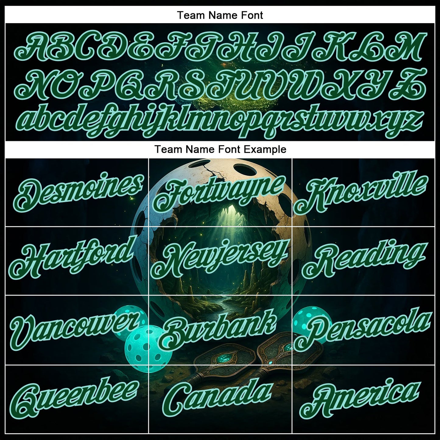 Custom Blue Green-Ice Blue 3D Pickleball Paddles Balls Fantasy Performance T-Shirt view 3