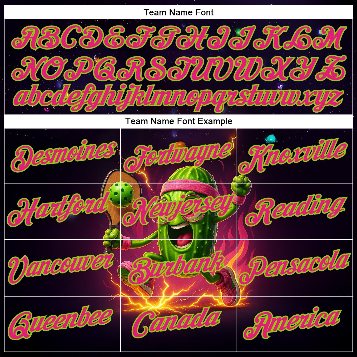 Custom Blue Hot Pink-Neon Green 3D Funny Pickleball Paddles Balls Performance T-Shirt view 3