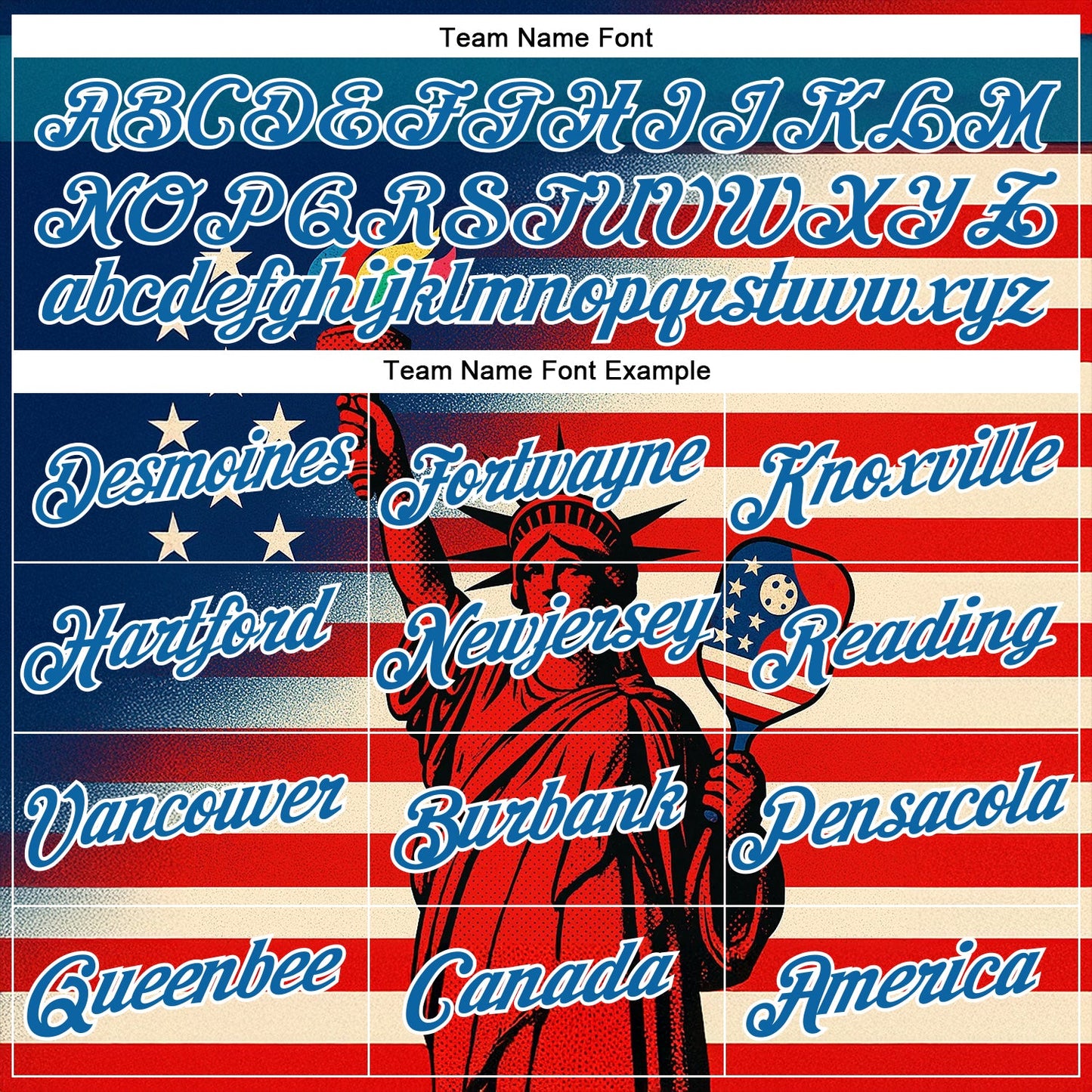 Custom Red Blue-White 3D Pickleball Paddles Balls American Flag Statue Of Liberty Performance T-Shirt view 3
