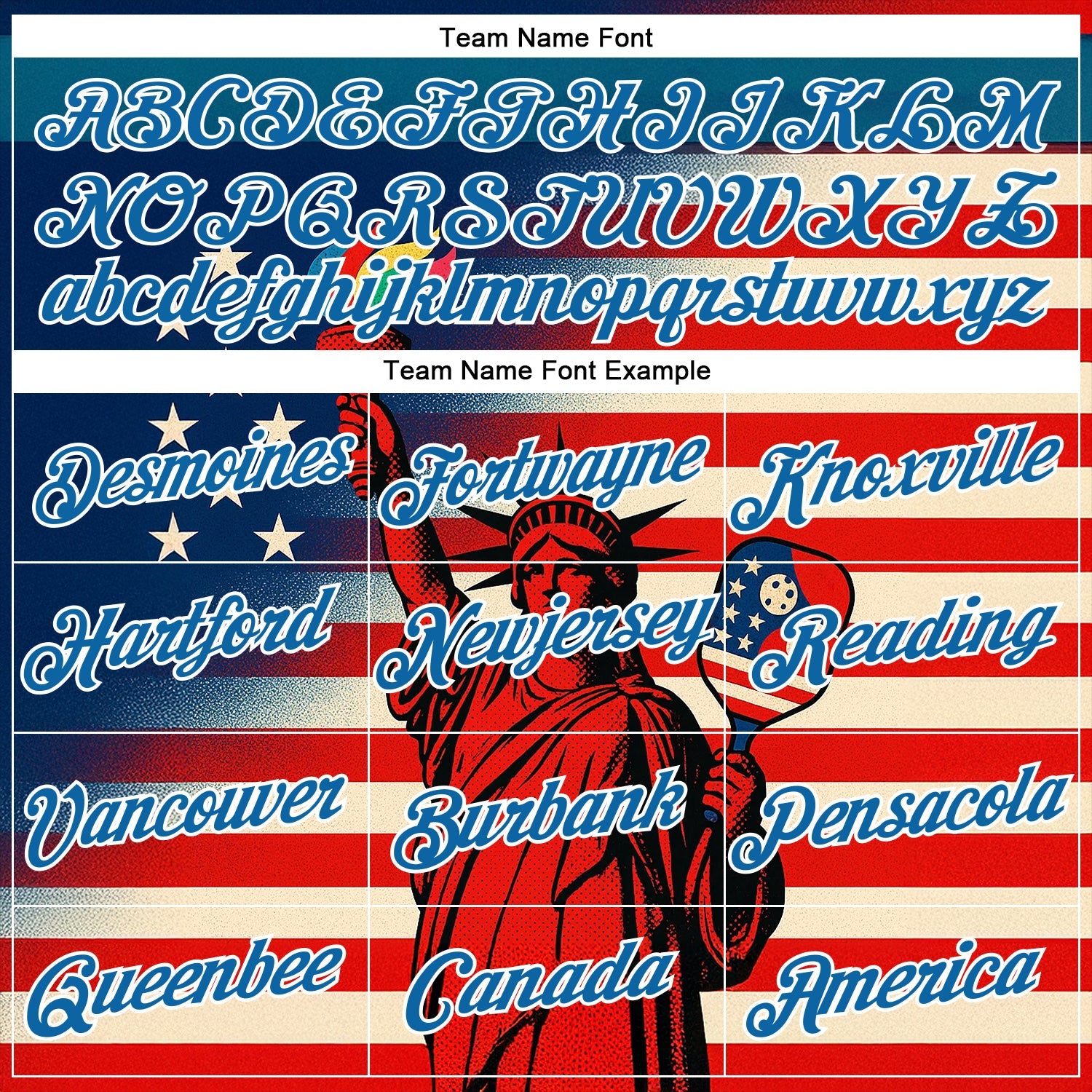 Custom Red Blue-White 3D Pickleball Paddles Balls American Flag Statue Of Liberty Performance T-Shirt view 3