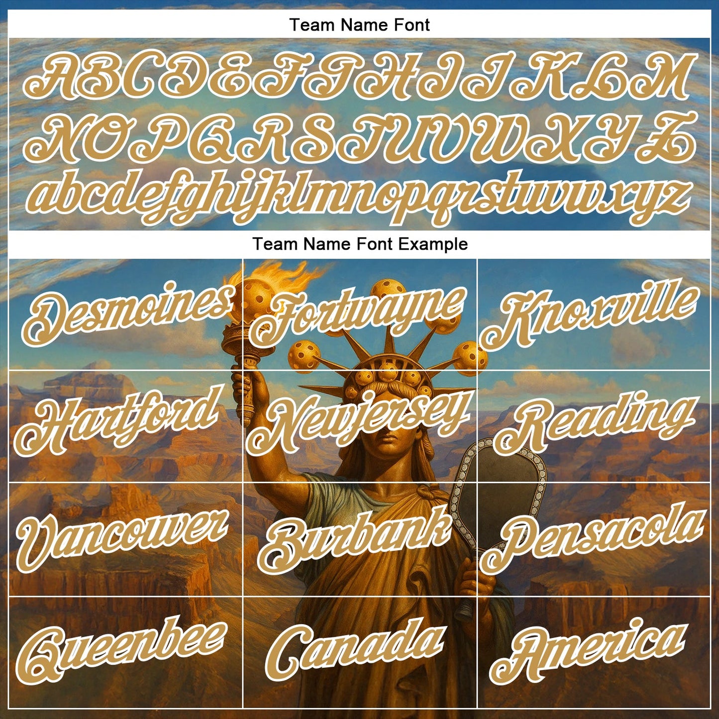 Custom Blue Old Gold-White 3D Pickleball Paddles Balls Retro Statue Of Liberty Performance T-Shirt view 3