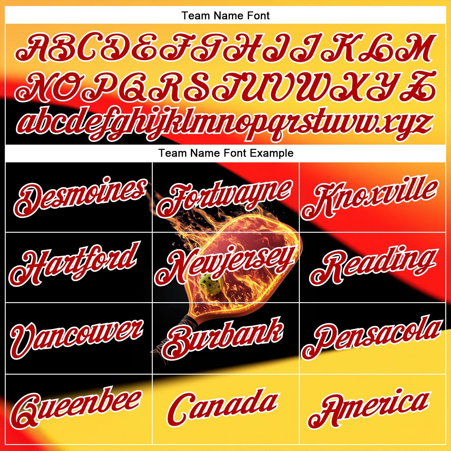 Custom Yellow Red Black-White 3D Flame Pickleball Paddles Balls Performance T-Shirt view 3
