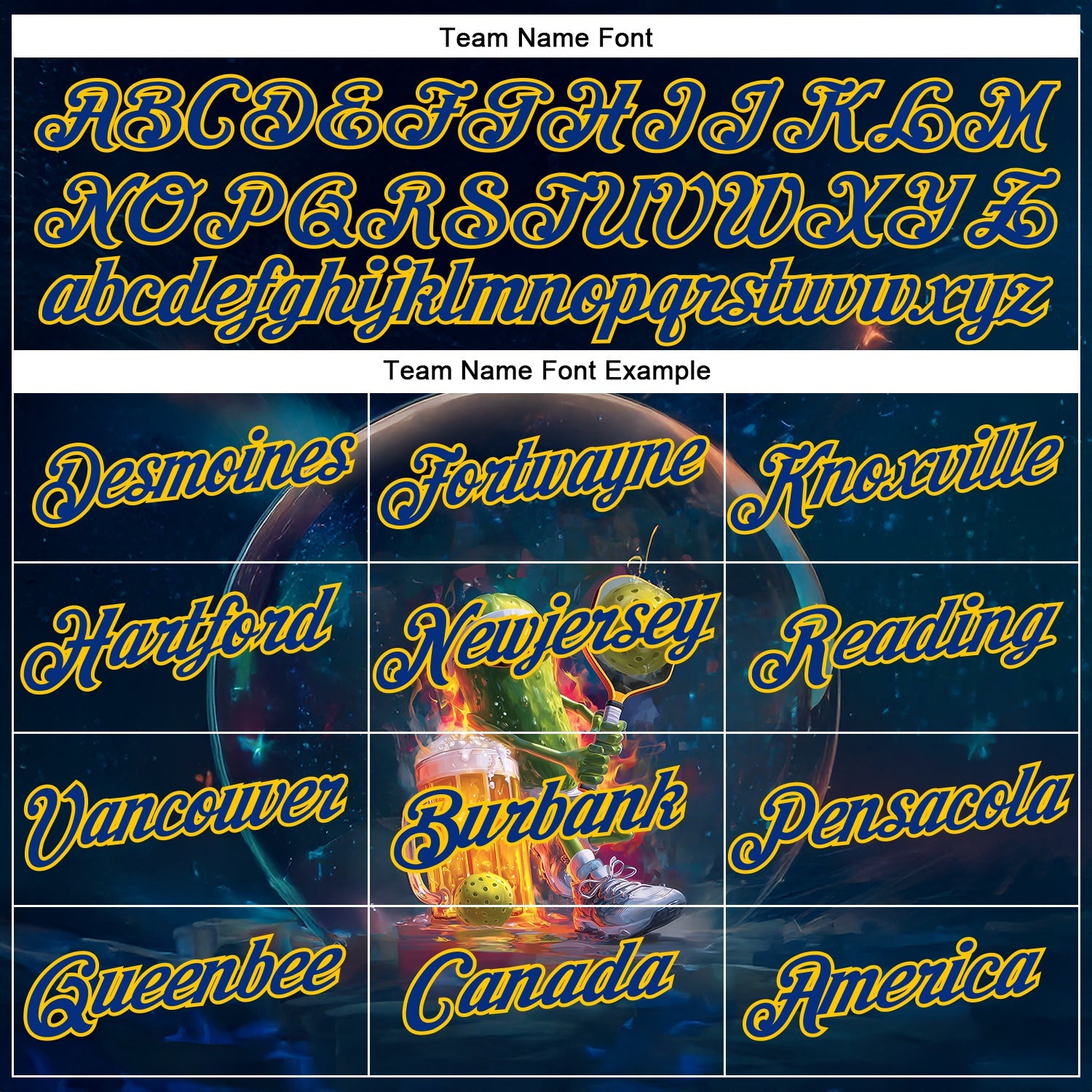 Custom Navy Royal-Yellow 3D Funny Pickleball Paddles Balls Beer Performance T-Shirt view 3