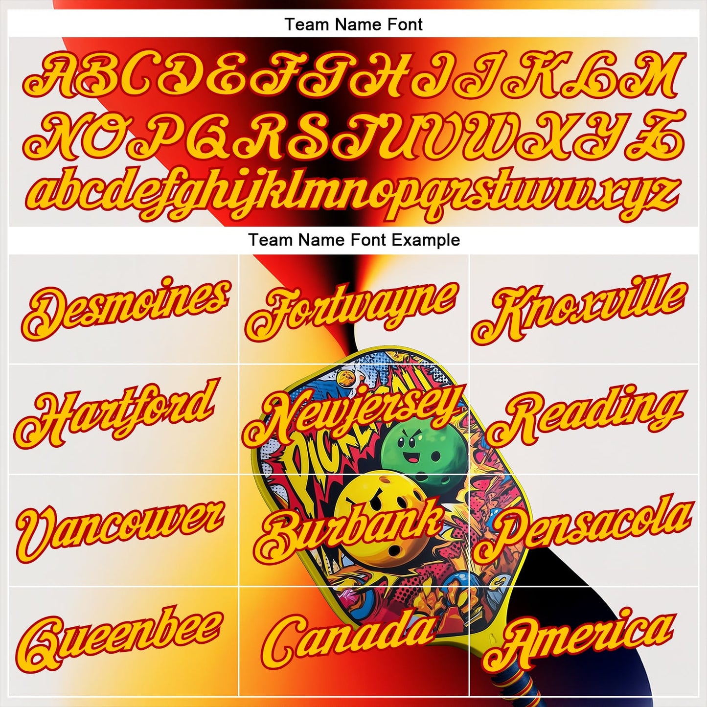 Custom White Yellow-Red 3D Graffiti Pickleball Paddles Balls Performance T-Shirt view 3