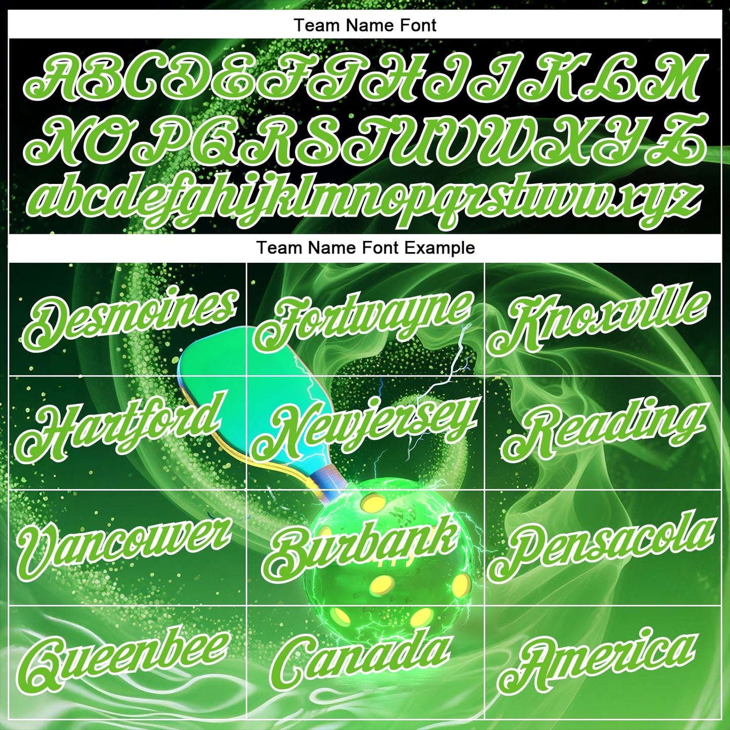 Custom Green Aurora Green-White 3D Charged Happy Pickleball Paddles Balls Performance T-Shirt view 3
