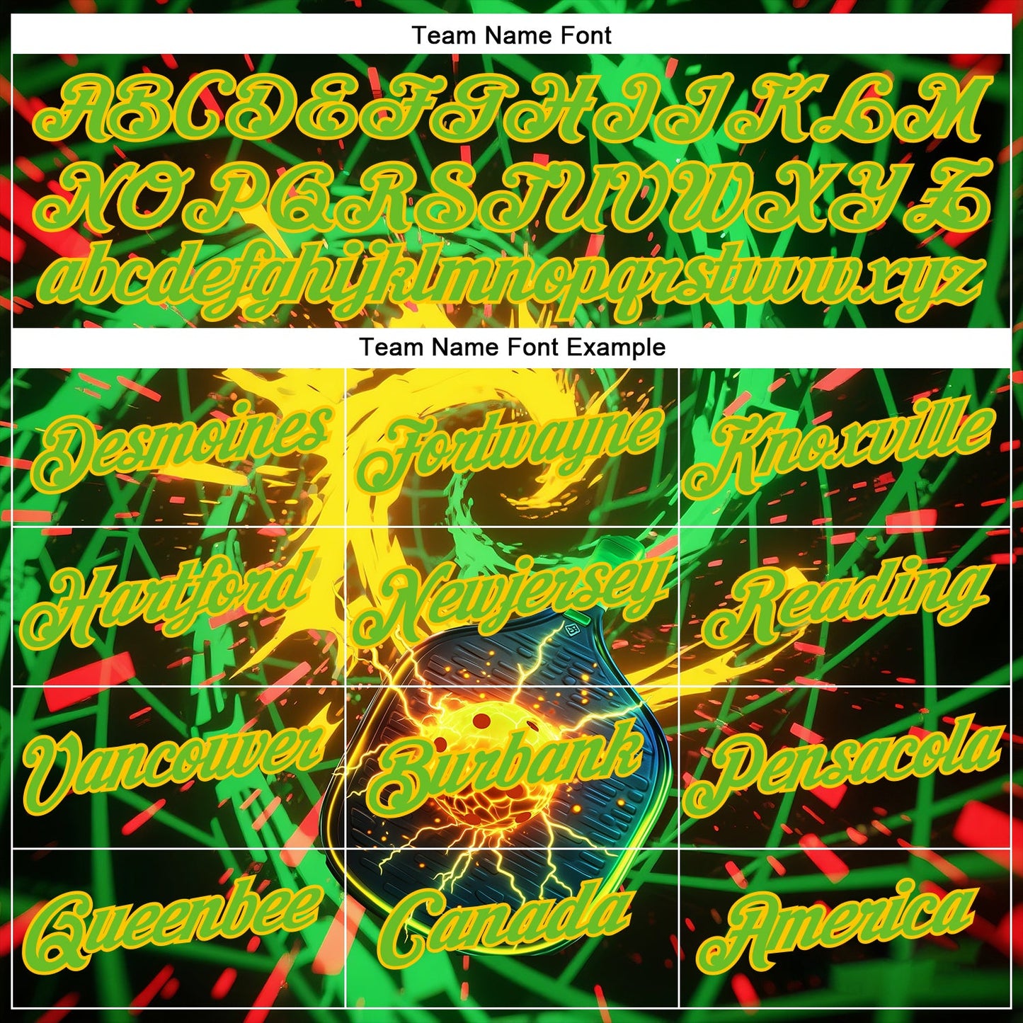 Custom Blue Aurora Green-Yellow 3D Charged Pickleball Paddles Balls Performance T-Shirt view 3