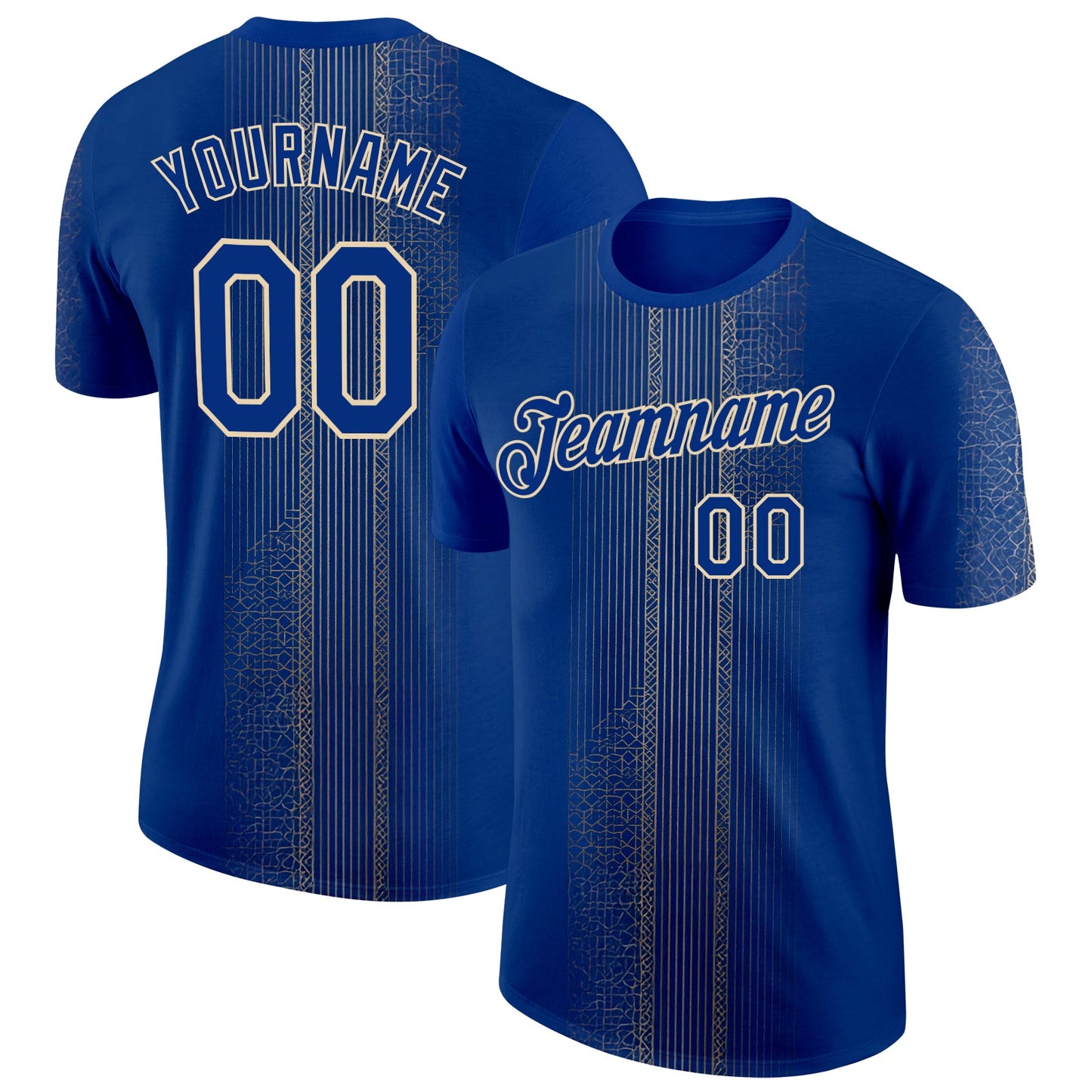 Custom Blue Royal-City Cream 3D Pattern Design Brazil Sportswear Performance T-Shirt - Main View