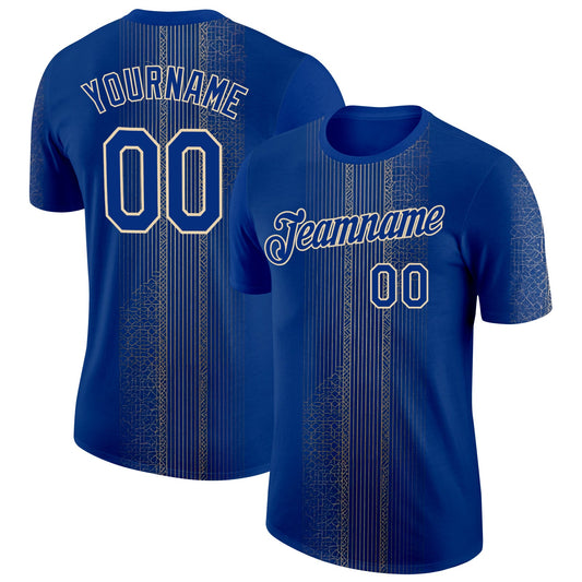 Custom Blue Royal-City Cream 3D Pattern Design Brazil Sportswear Performance T-Shirt - Main View