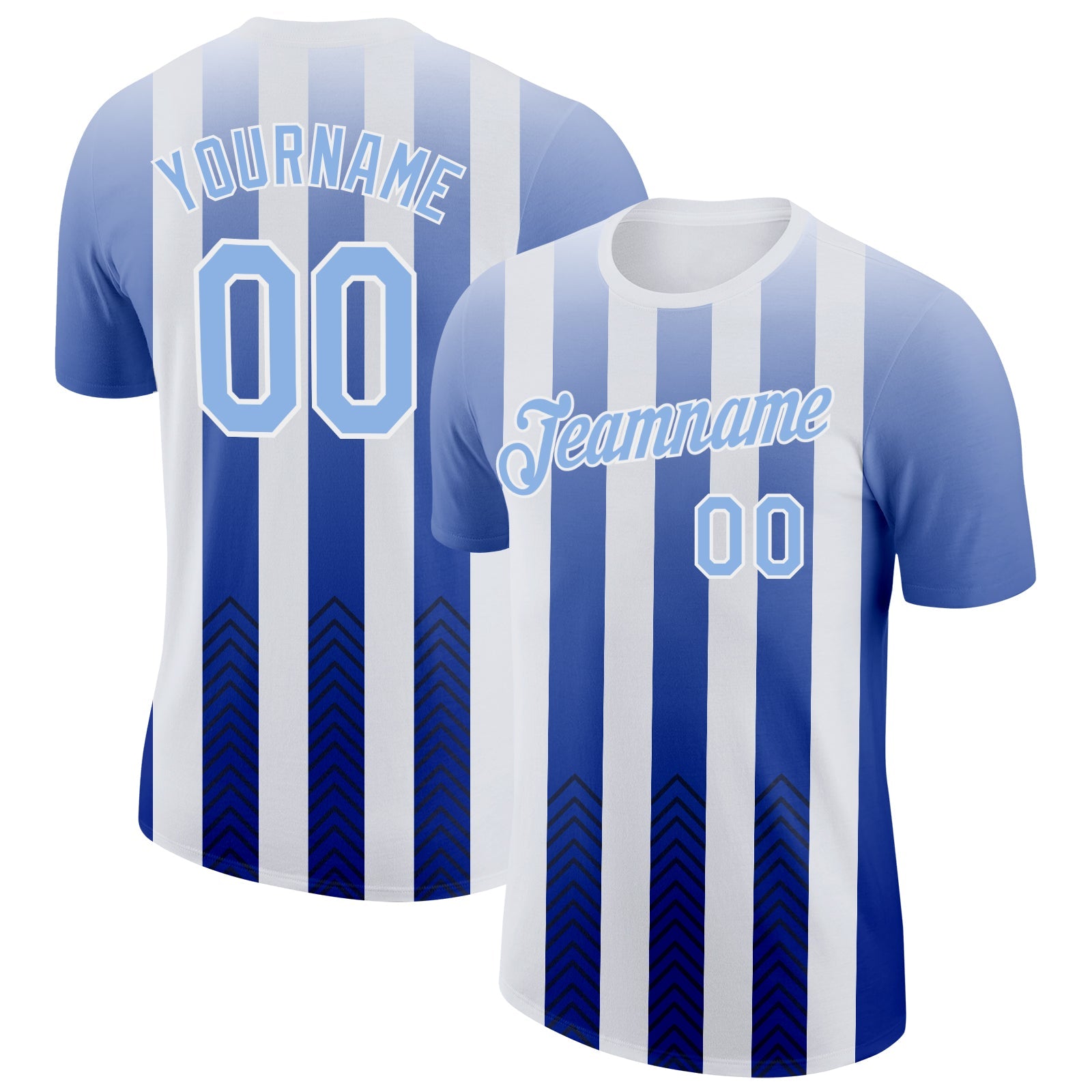 Custom White Light Blue-Black 3D Pattern Design Argentina Gradient Sportswear Performance T-Shirt - Main View
