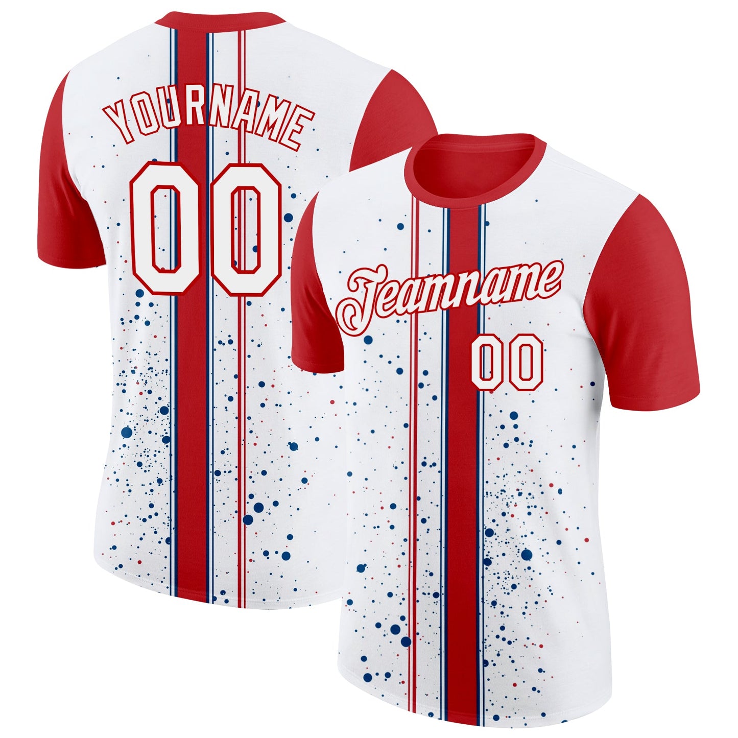 Custom White Red 3D Pattern Design Canada Sportswear Performance T-Shirt - Main View