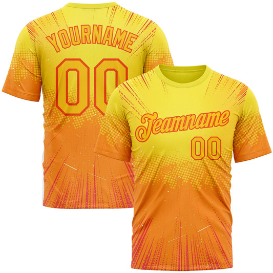Custom Yellow Orange 3D Pattern Design Anime Inspired Gradient Sportswear Performance T-Shirt - Main View