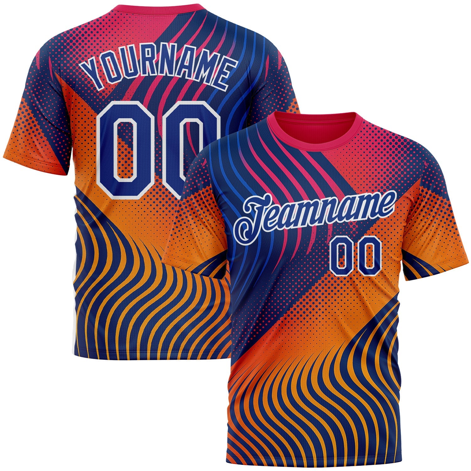 Custom Red Royal Yellow Blue-White 3D Pattern Design Romania Colombia Sportswear Performance T-Shirt - Main View