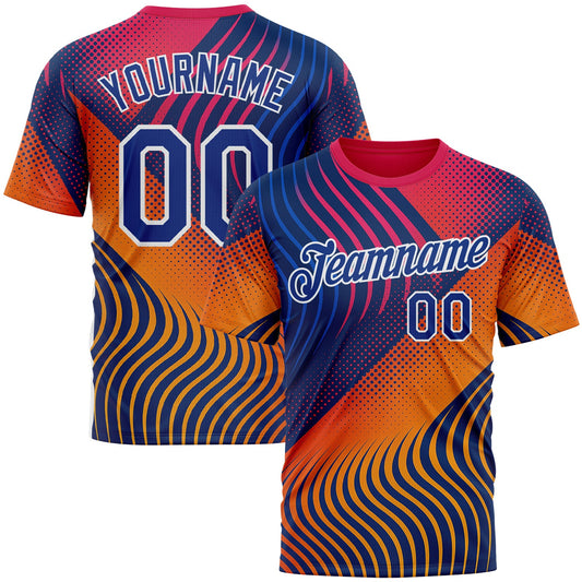 Custom Red Royal Yellow Blue-White 3D Pattern Design Romania Colombia Sportswear Performance T-Shirt - Main View