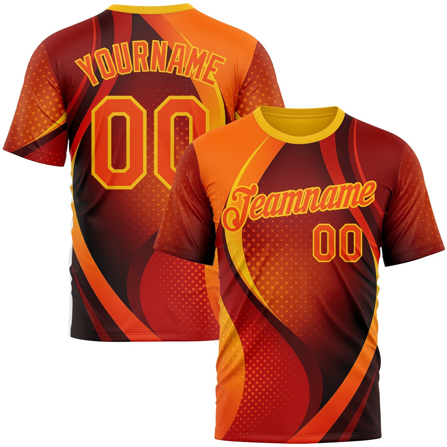 Custom Orange Yellow 3D Pattern Design Gradient Sportswear Performance T-Shirt - Main View