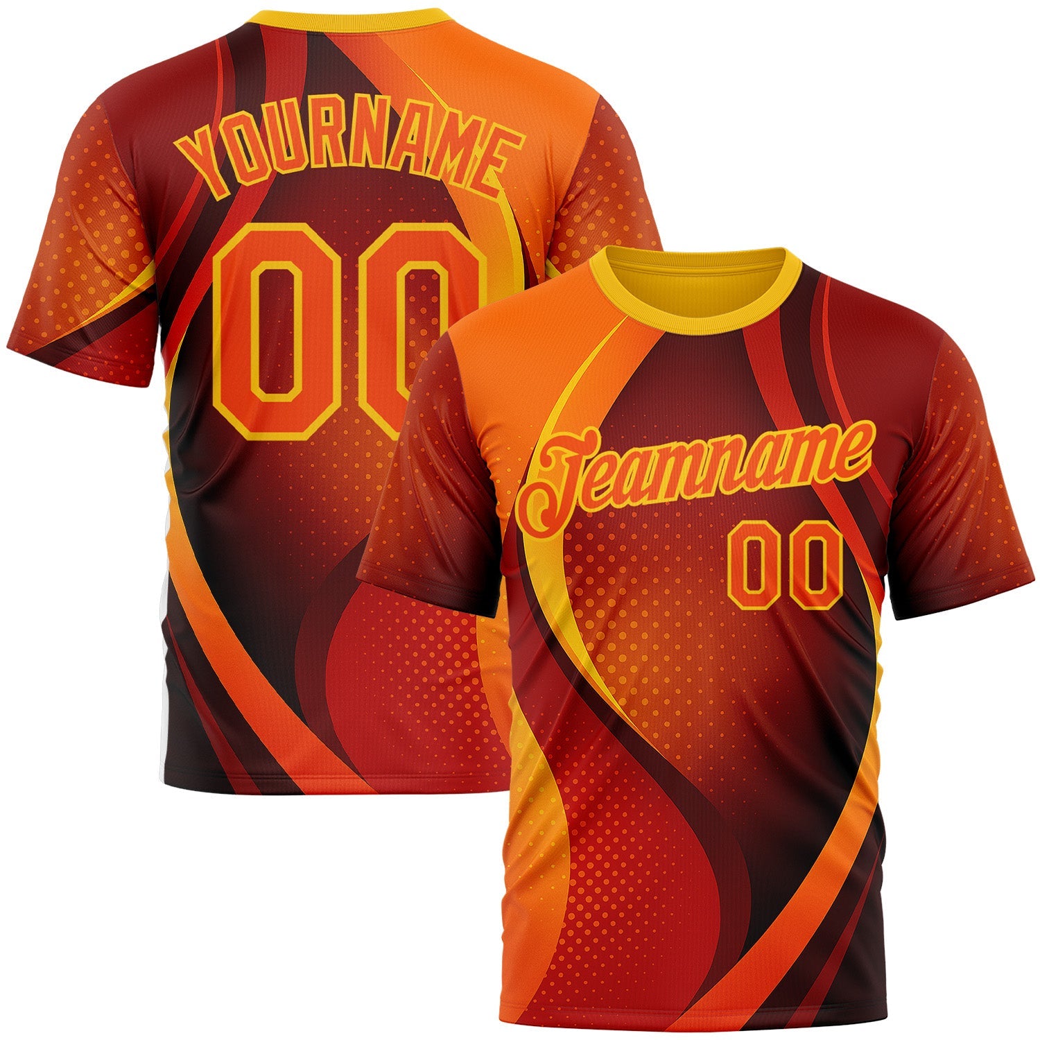 Custom Orange Yellow 3D Pattern Design Gradient Sportswear Performance T-Shirt - Main View