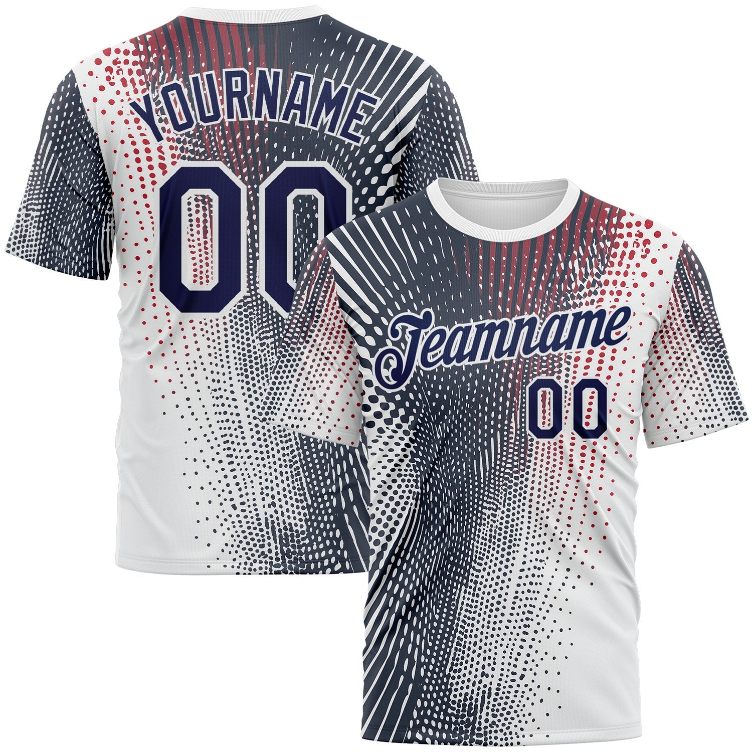 Custom White Navy 3D Pattern Design Gradient Dots Sportswear Performance T-Shirt - Main View