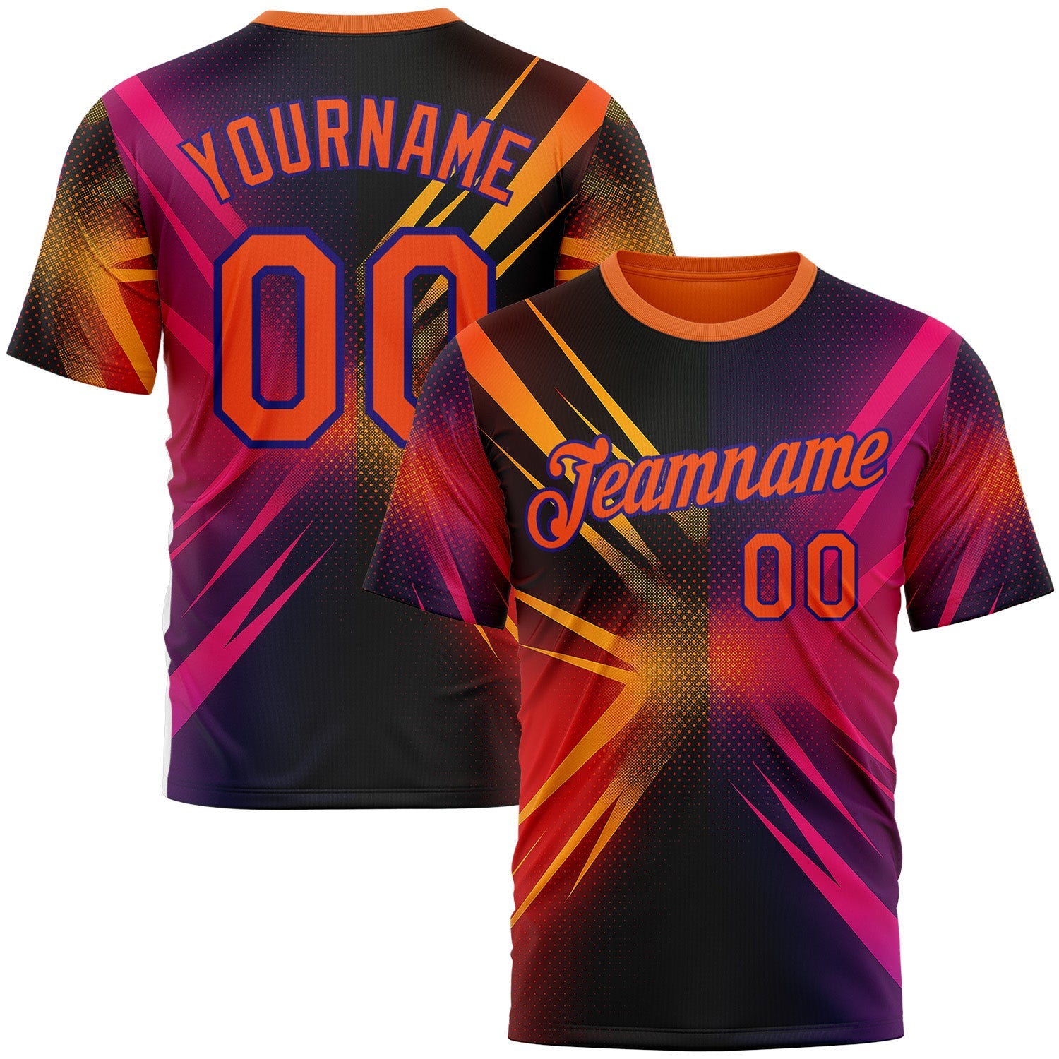Custom Orange Pink-Dark Purple 3D Pattern Design Gradient Sportswear Performance T-Shirt - Main View