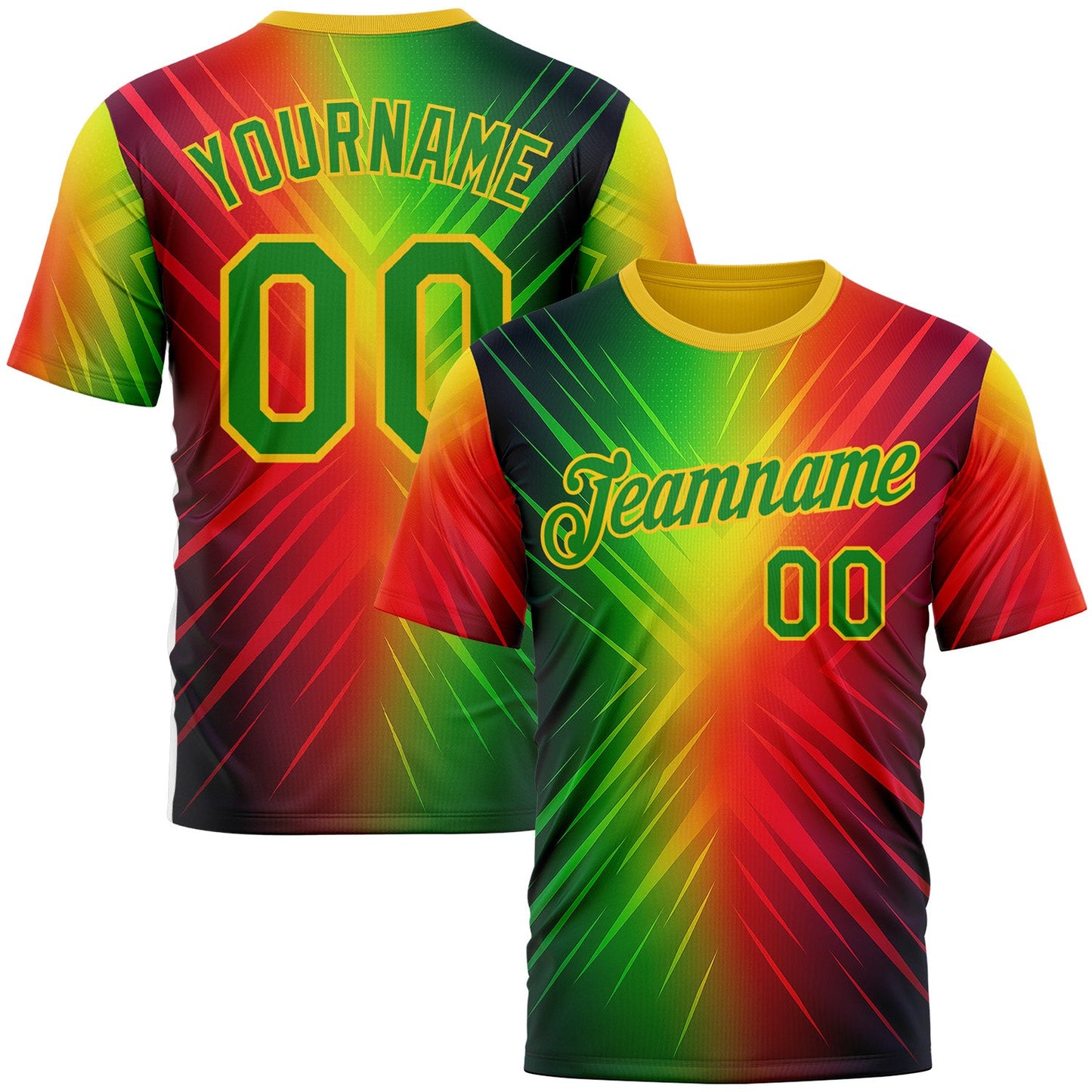 Custom Red Grass Green-Yellow 3D Pattern Design Gradient Sportswear Performance T-Shirt - Main View