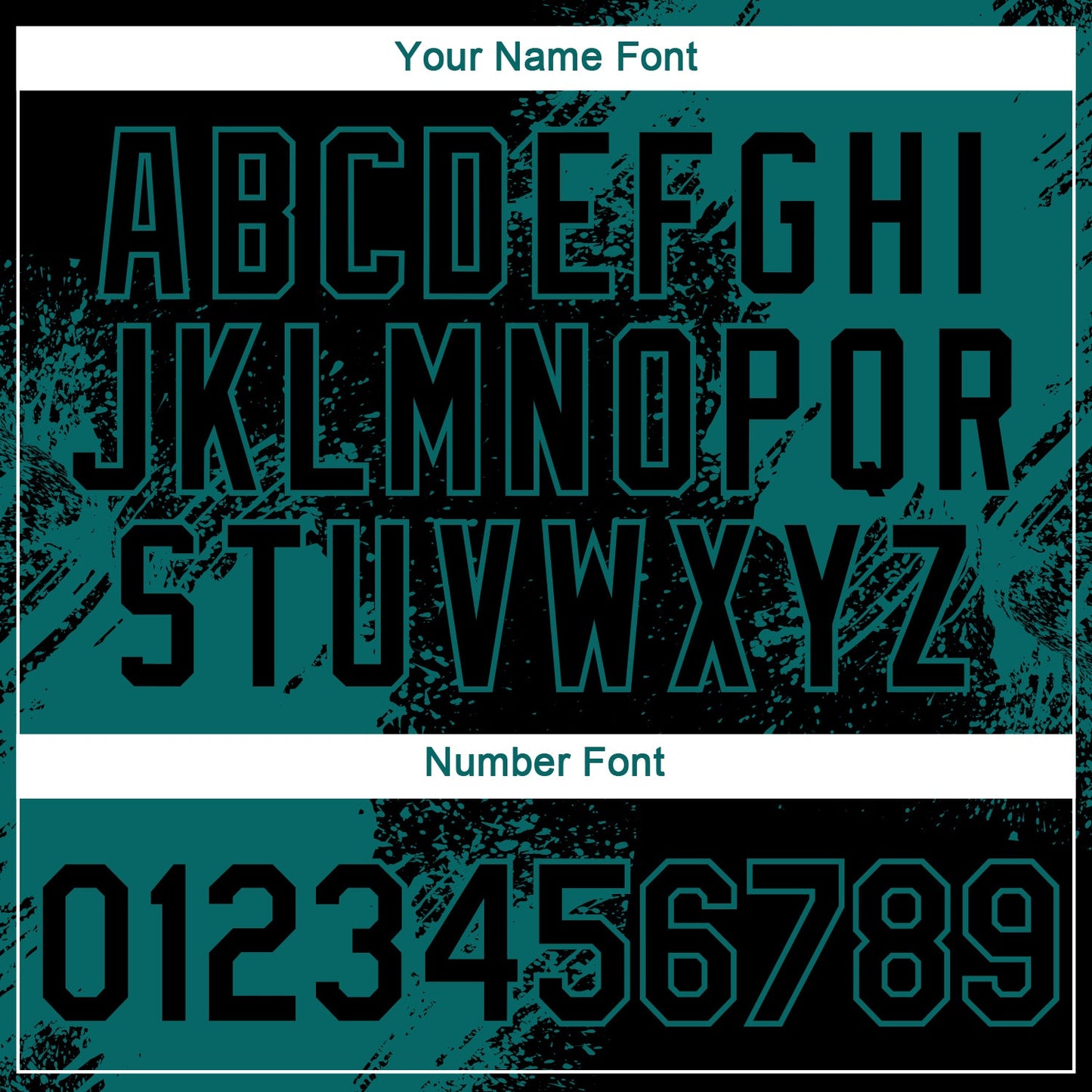 Custom Black Teal 3D Pattern Design Abstract Brush Stroke Performance T-Shirt view 4