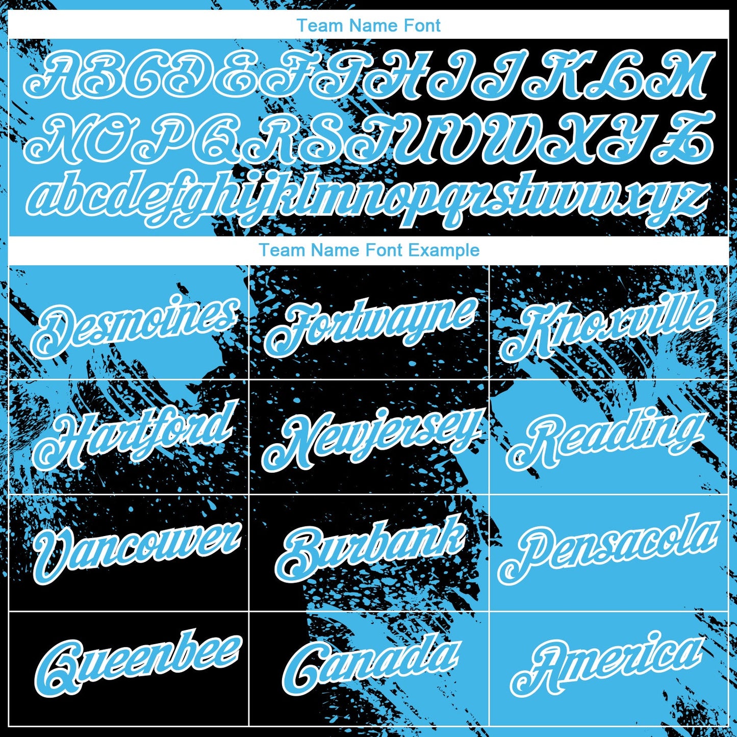 Custom Black Sky Blue-White 3D Pattern Design Abstract Brush Stroke Performance T-Shirt view 3