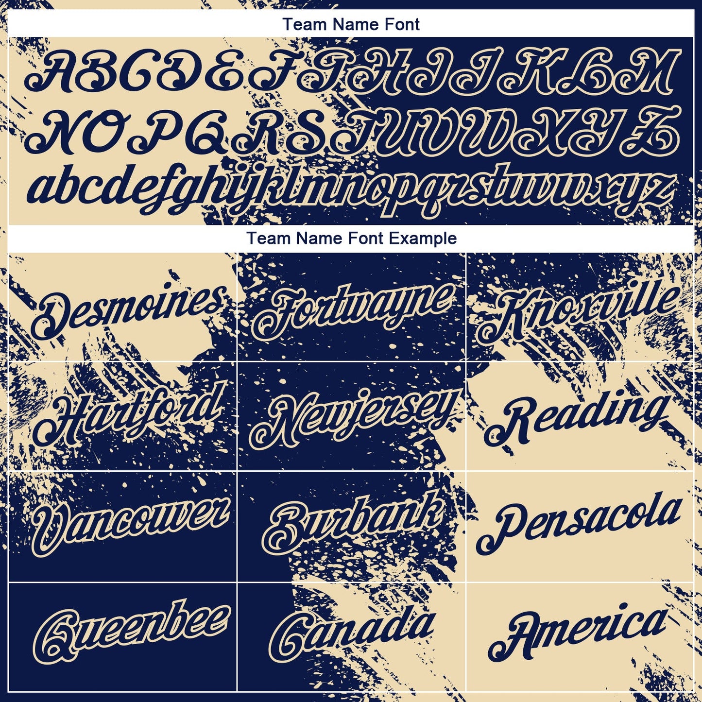 Custom Navy Cream 3D Pattern Design Abstract Brush Stroke Performance T-Shirt view 3