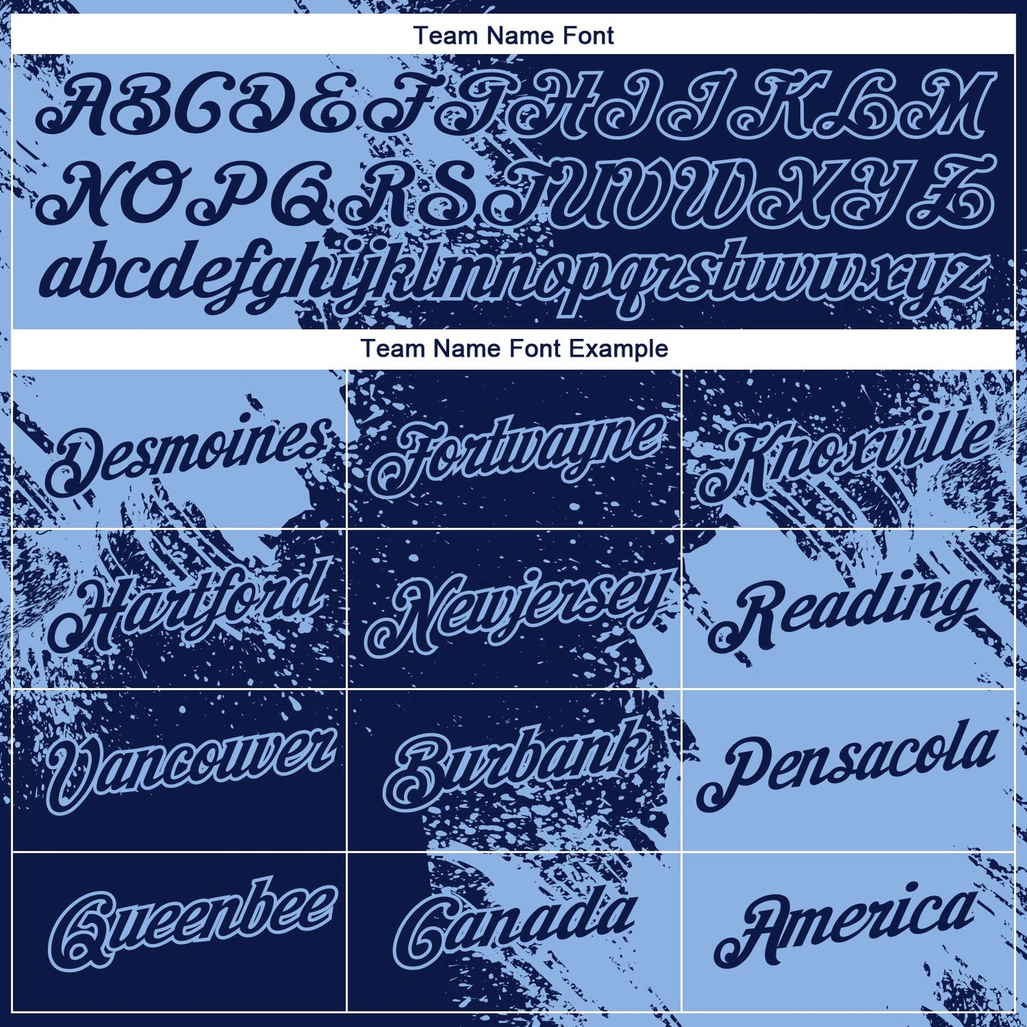 Custom Navy Light Blue 3D Pattern Design Abstract Brush Stroke Performance T-Shirt view 3
