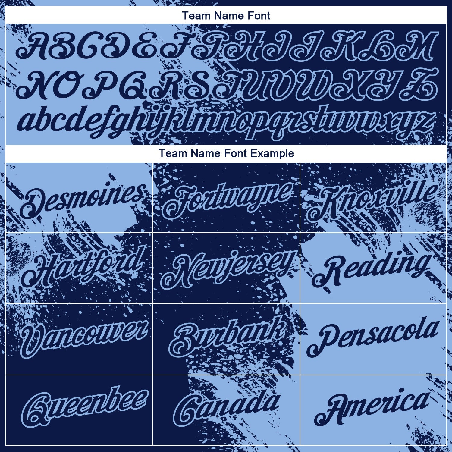 Custom Navy Light Blue 3D Pattern Design Abstract Brush Stroke Performance T-Shirt view 3